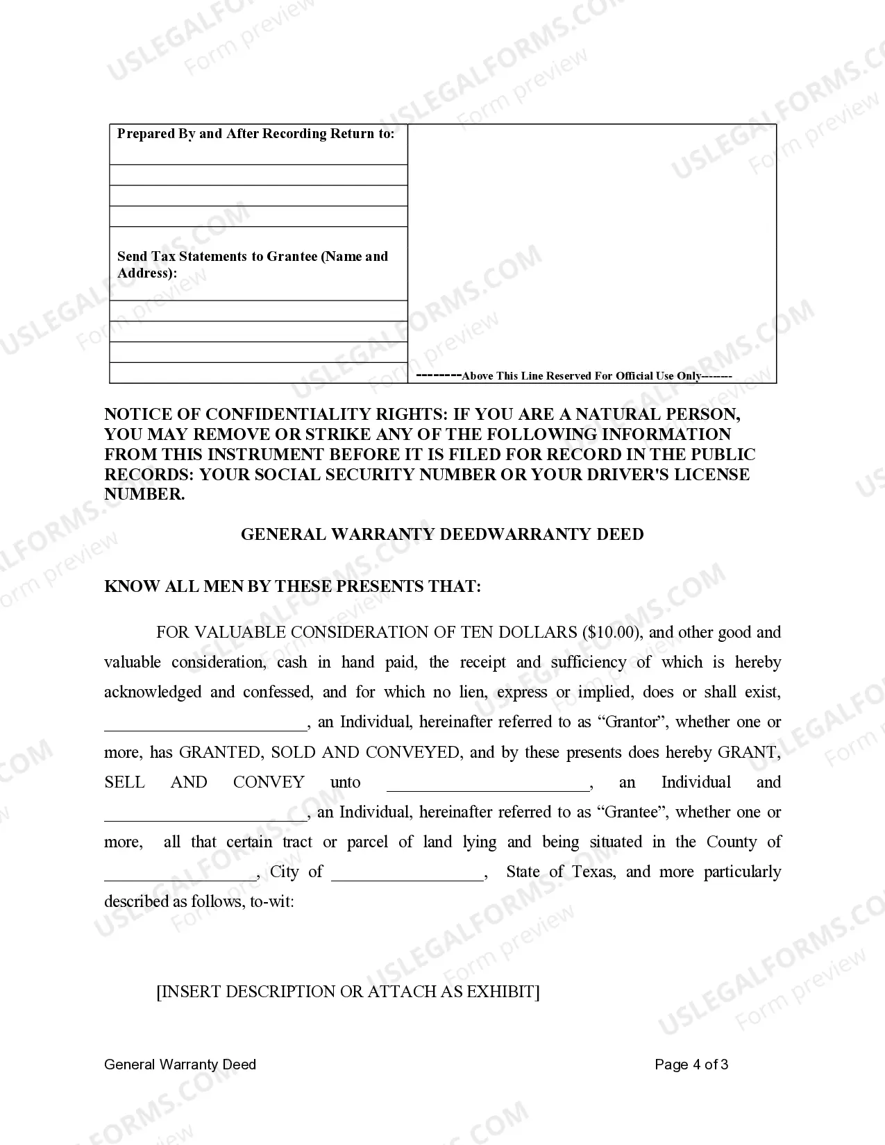 Preview General Warranty Deed for Individual to Two Individuals