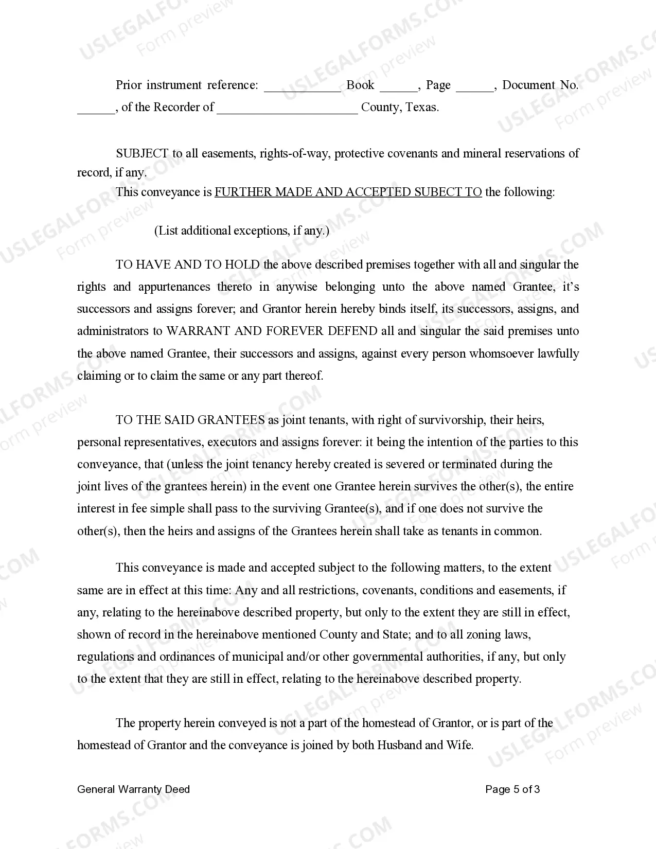 Preview General Warranty Deed for Individual to Two Individuals