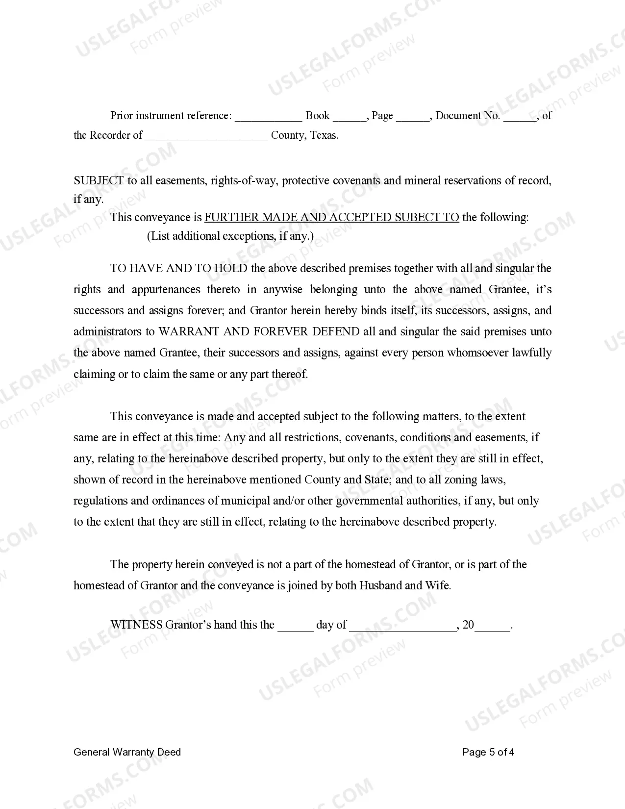 Preview General Warranty Deed for Individuals to a Trust