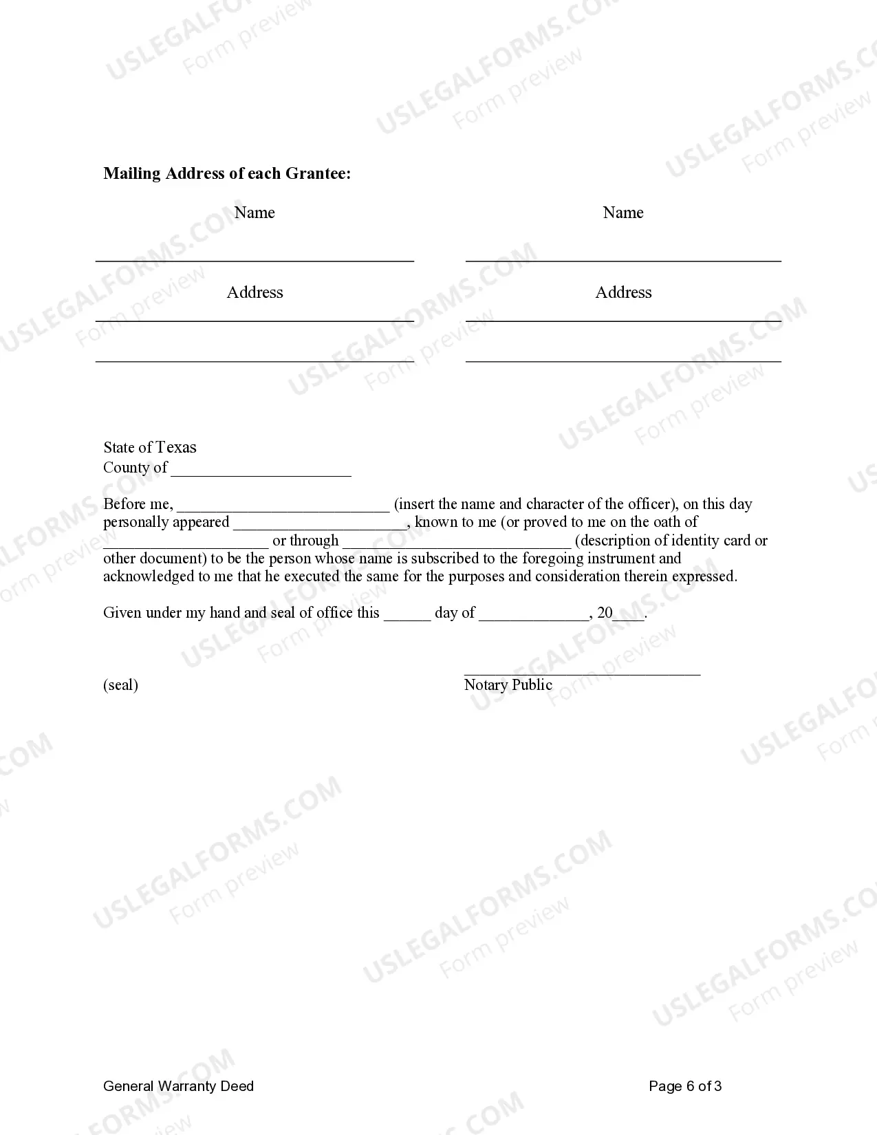 Preview General Warranty Deed for Trust to Husband and Wife