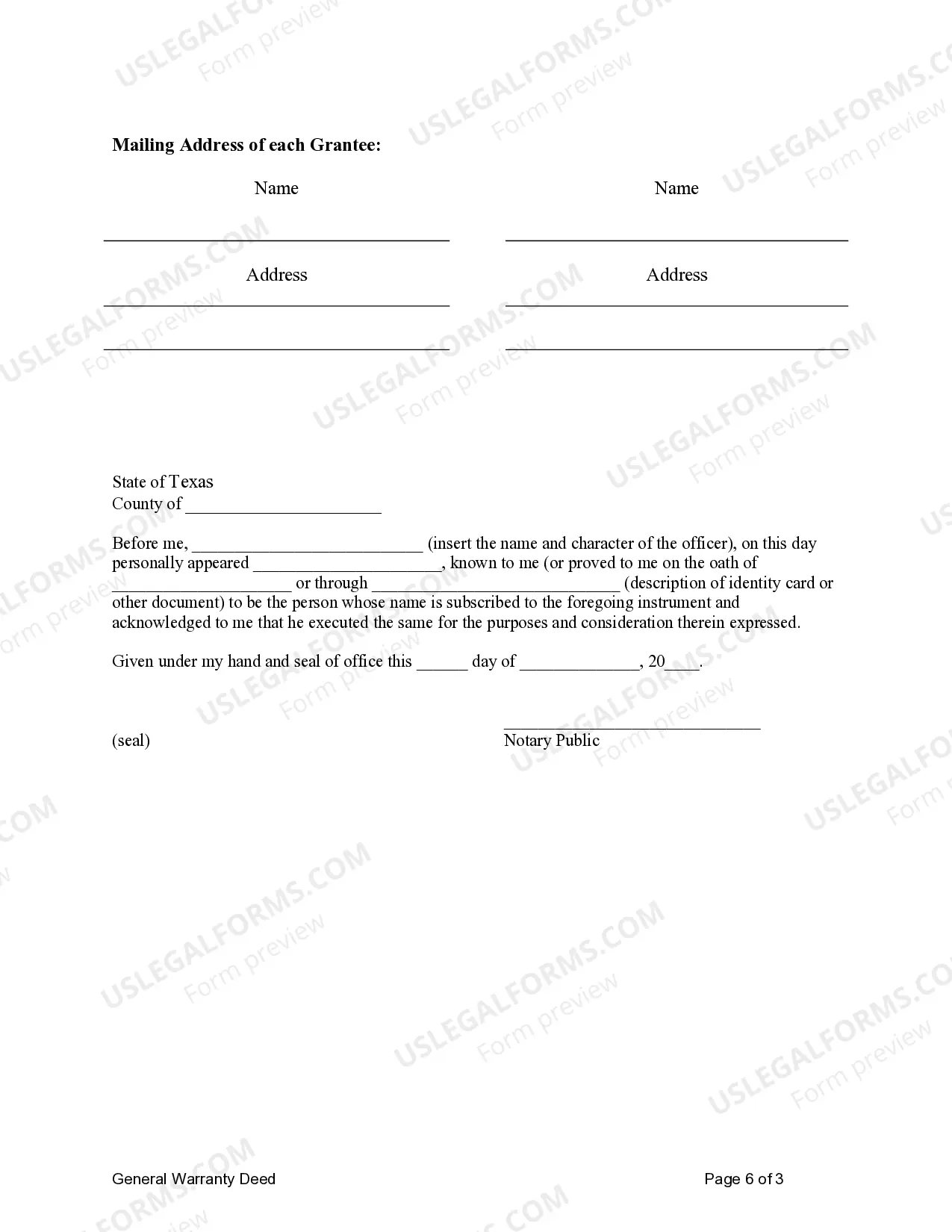 Preview General Warranty Deed for Trust to Individuals or Husband and Wife
