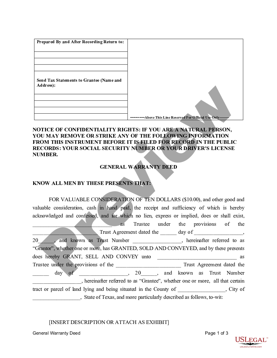 page 3 General Warranty Deed for Living Trust to Living Trust preview