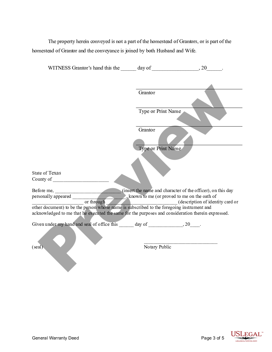 page 5 General Warranty Deed for Husband and Wife to Husband and Wife with Vendor's Lien preview