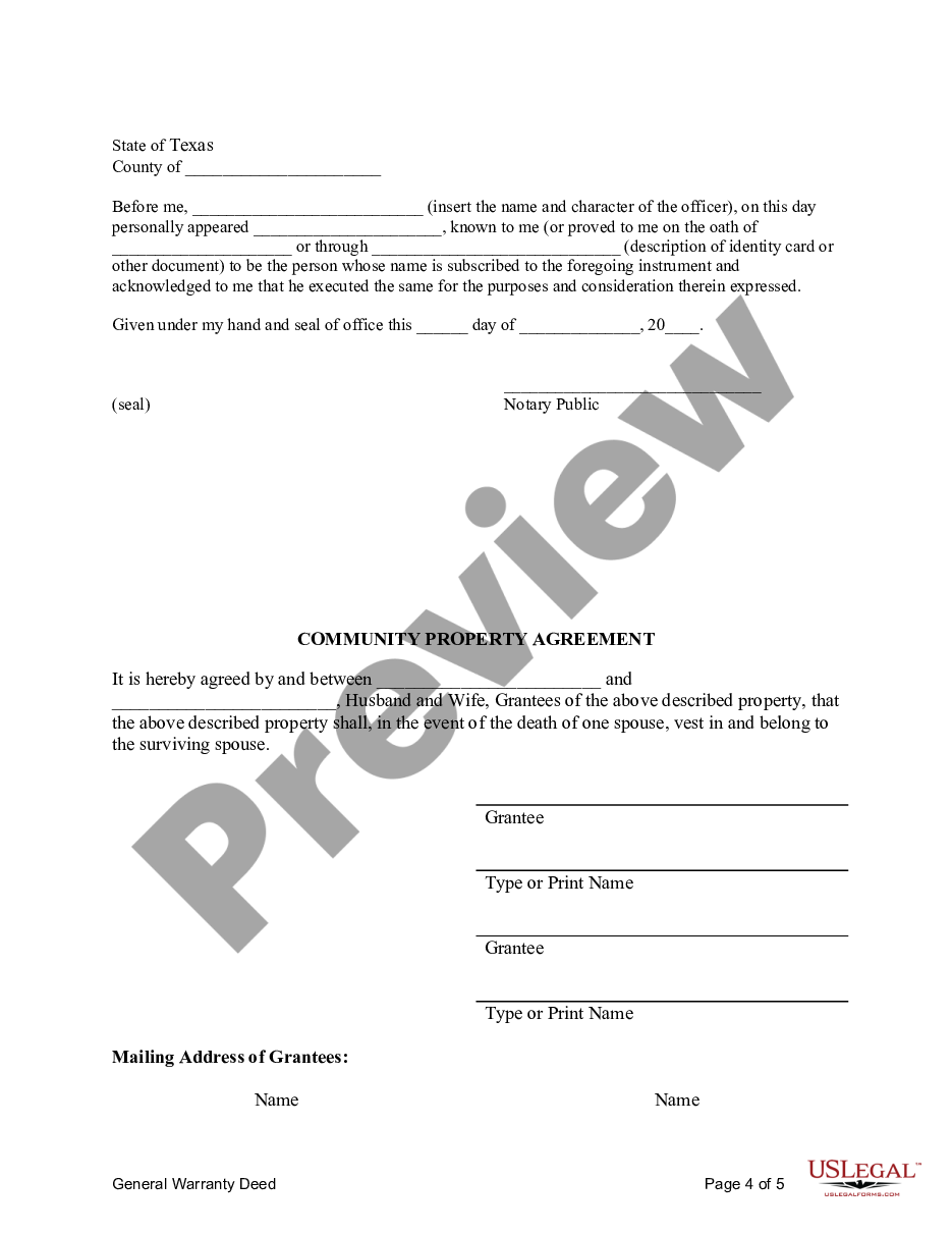 page 6 General Warranty Deed for Husband and Wife to Husband and Wife with Vendor's Lien preview