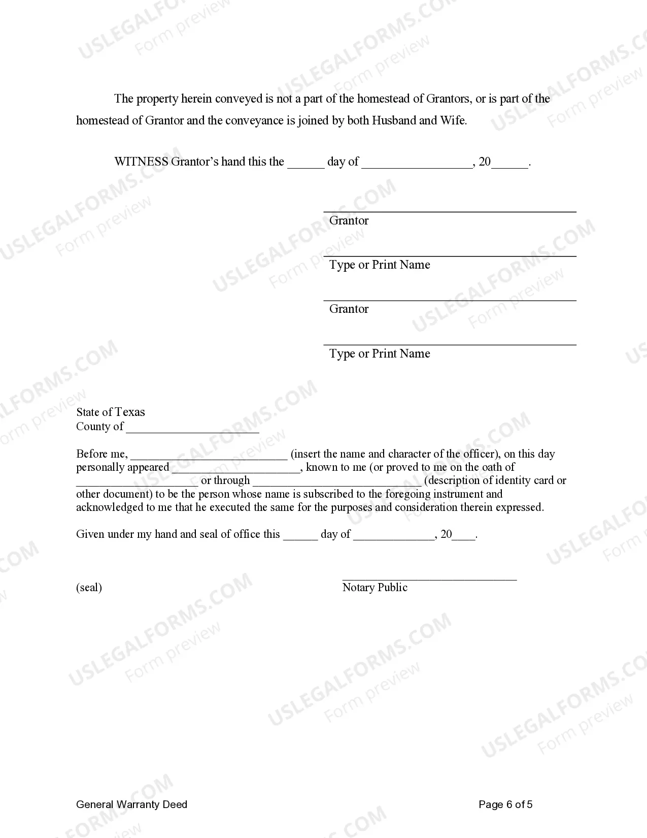 Preview General Warranty Deed for Husband and Wife to Husband and Wife with Vendor's Lien