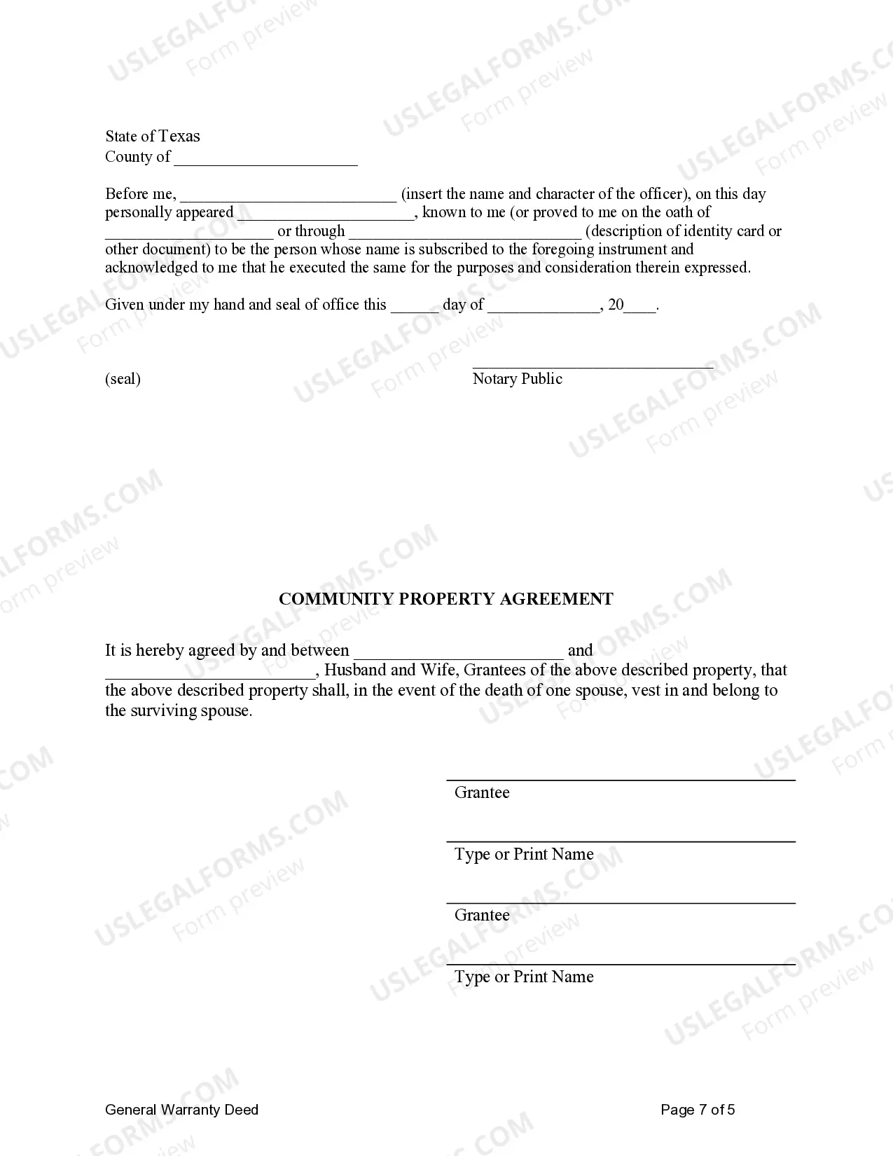 Preview General Warranty Deed for Husband and Wife to Husband and Wife with Vendor's Lien