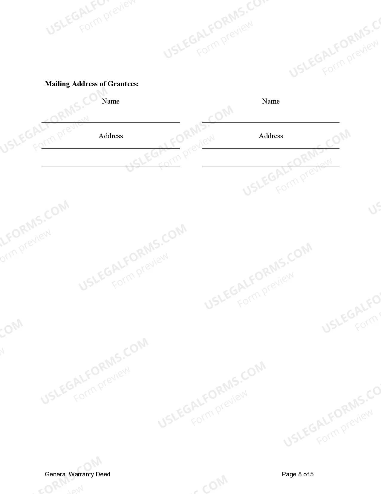 Preview General Warranty Deed for Husband and Wife to Husband and Wife with Vendor's Lien
