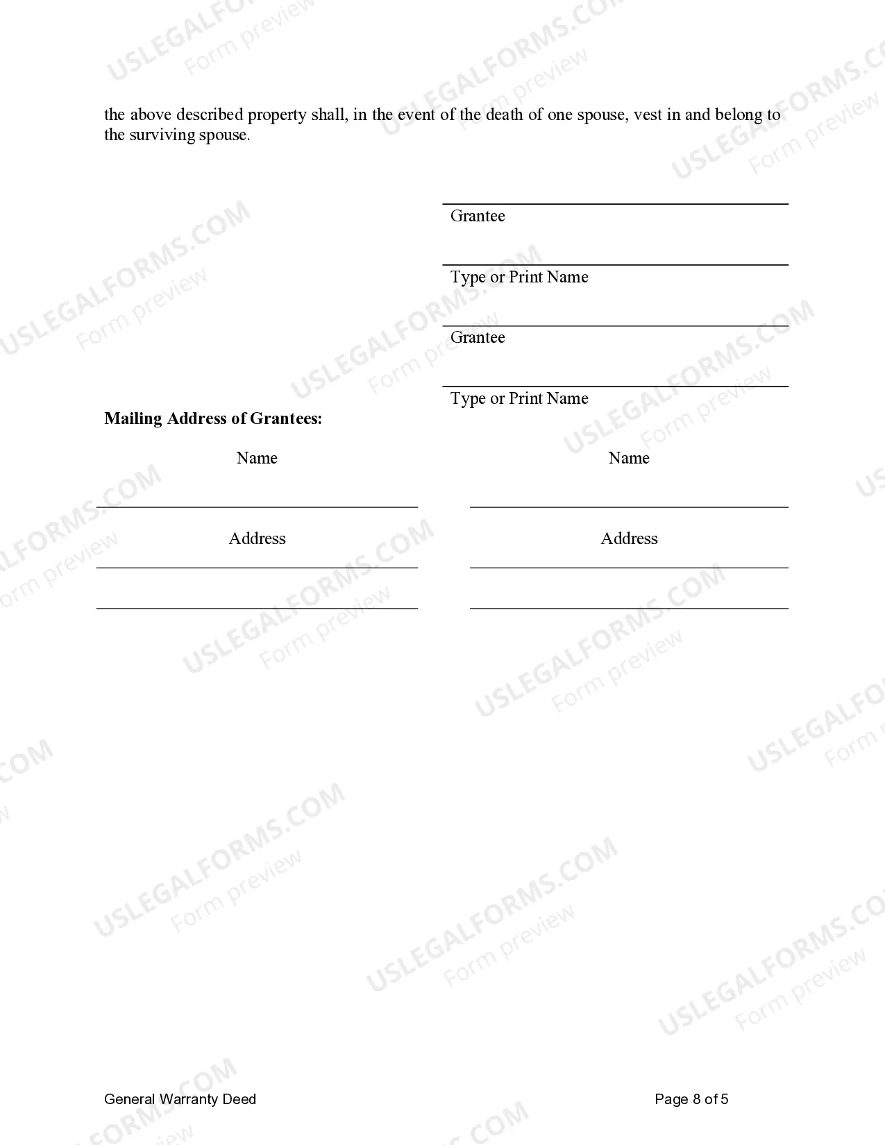 Preview General Warranty Deed for Two Individuals to Husband and Wife with Vendor's Lien