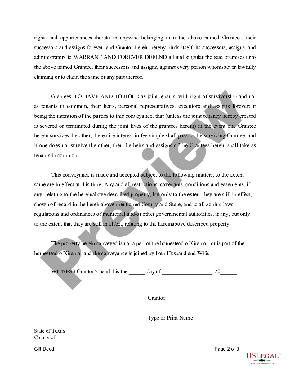 page 4 Gift Deed for Individual to Individuals as Joint Tenants preview