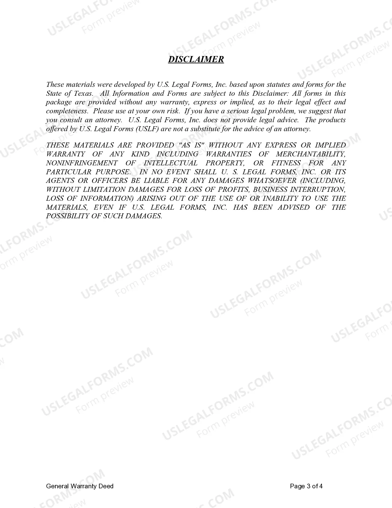 Preview General Warranty Deed for Individual to Three (3) Individuals as Joint Tenants with Rights of Survivorship