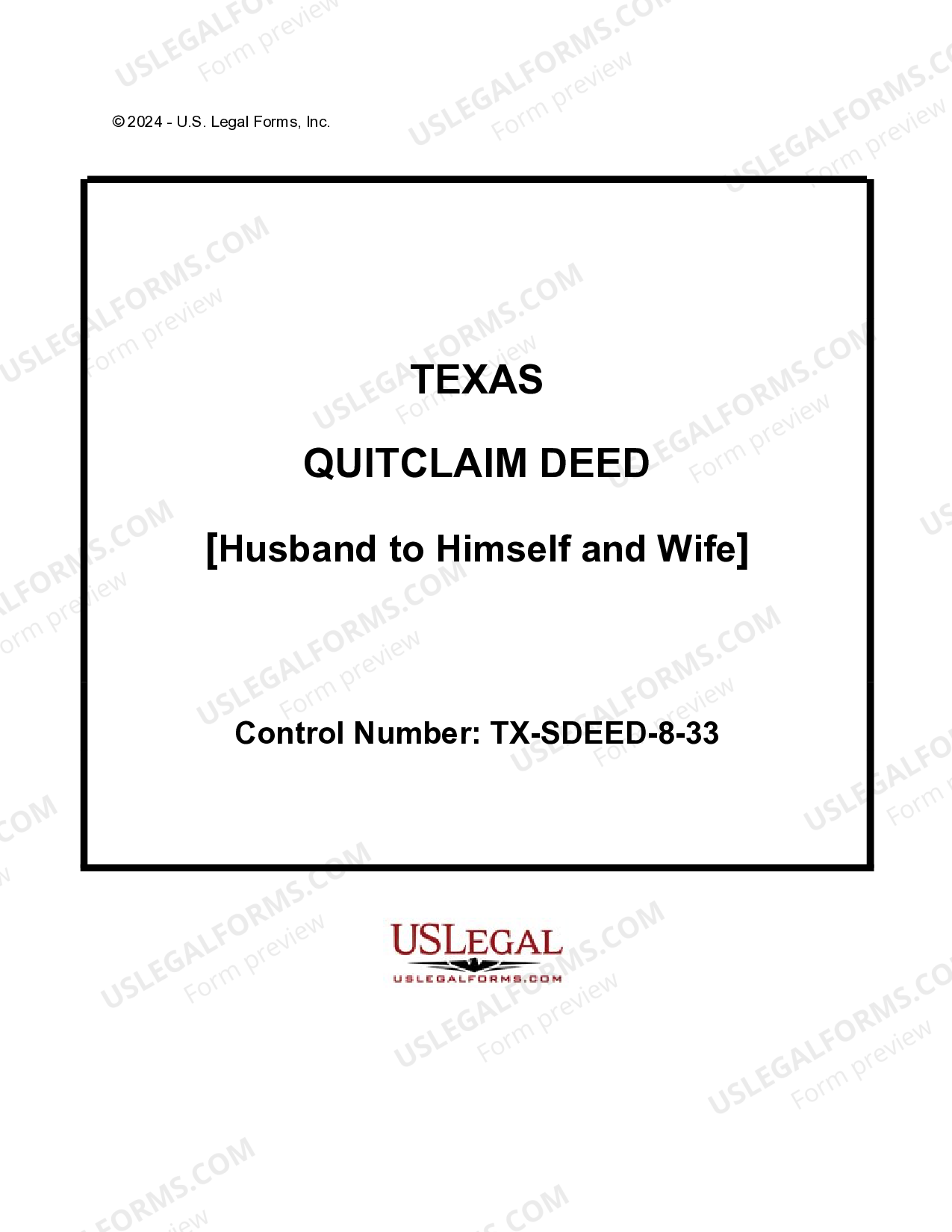 Corpus Christi Texas Quitclaim Deed for Husband to Husband and Wife as
