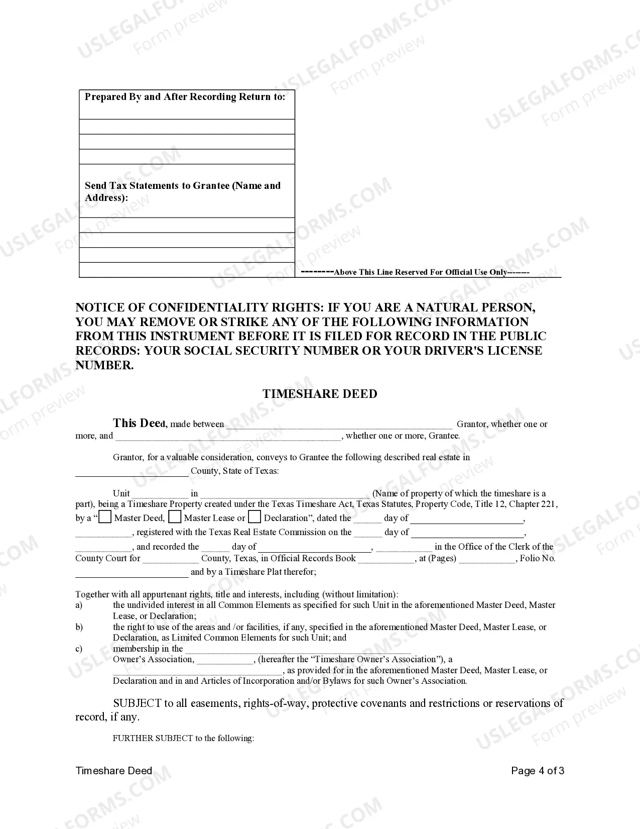 Preview Warranty Timeshare Deed for Individuals to Individuals