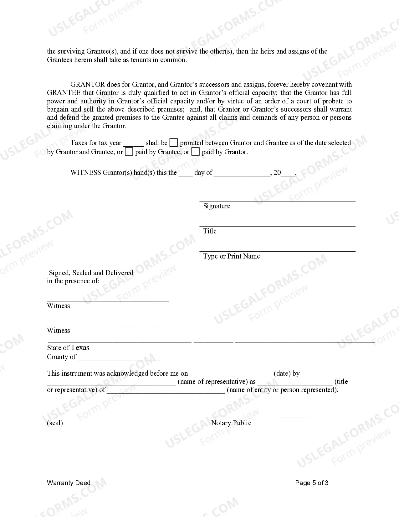 Preview Warranty Deed from Trustee to Three Individuals as Joint Tenants