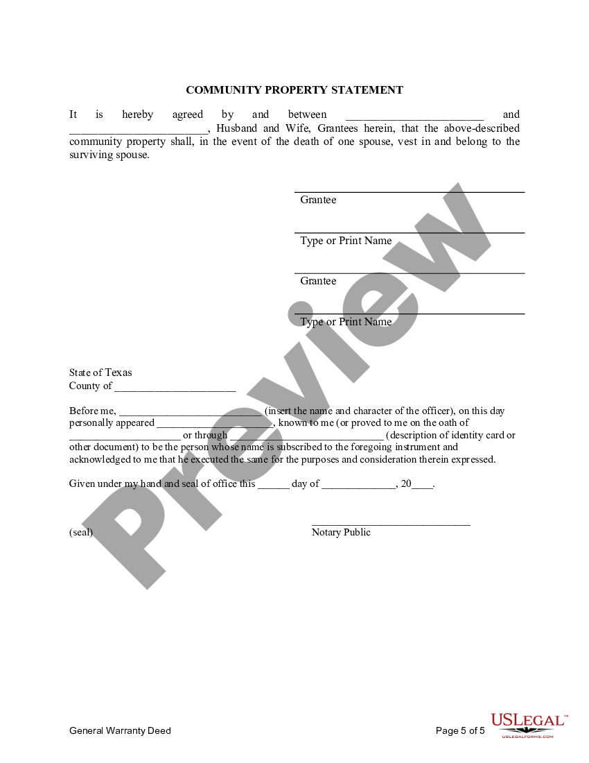 Mesquite Texas General Warranty Deed For Two Individuals To Husband And Wife As Community 5810