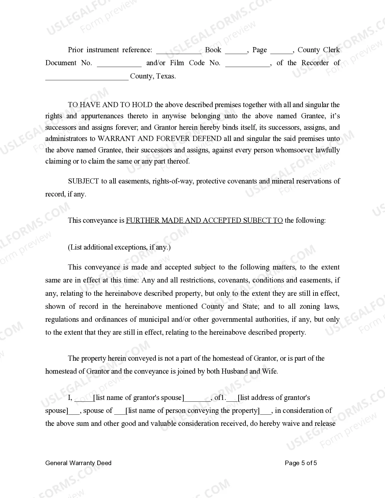 Preview General Warranty Deed for Two Individuals to Husband and Wife as Community Property with Rights of Survivorship