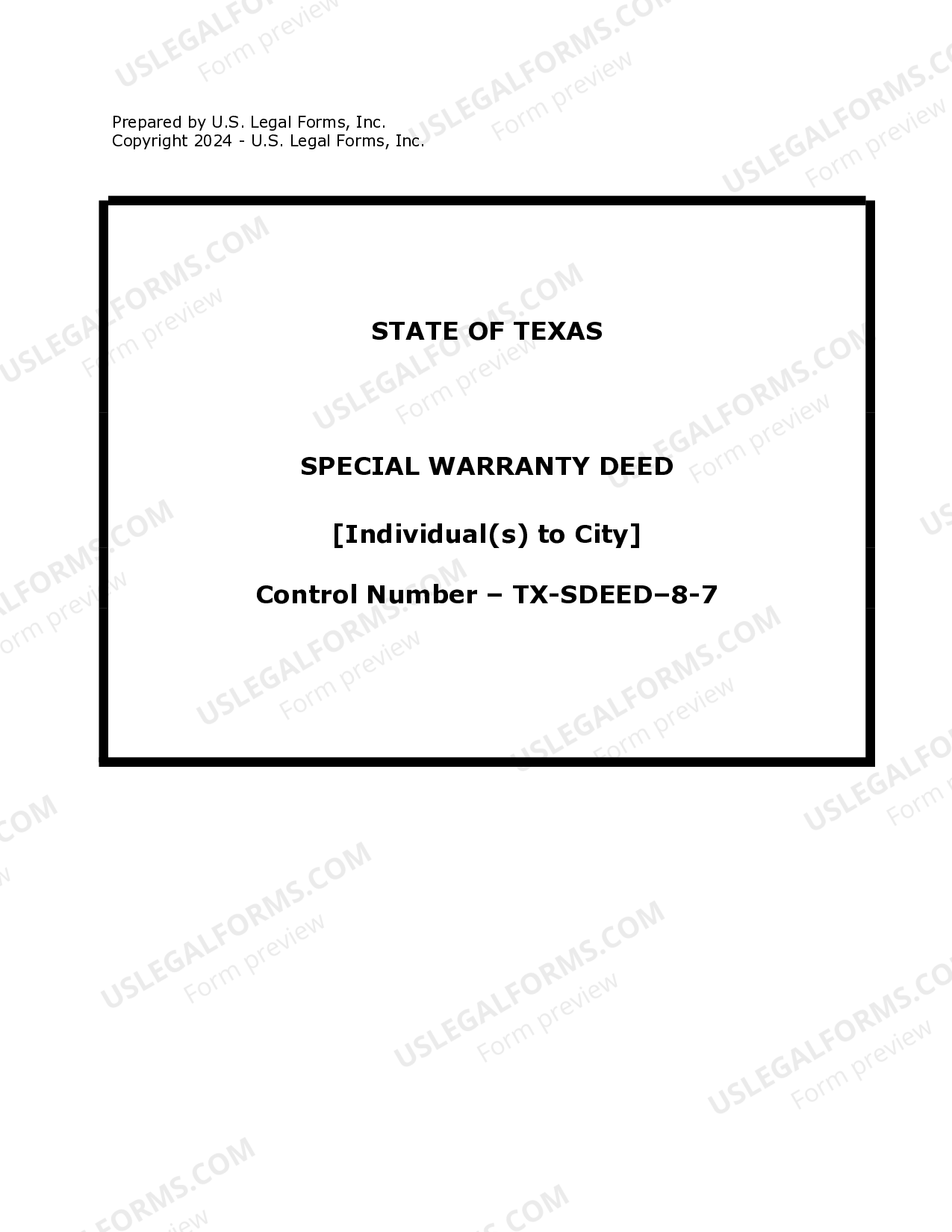 Brownsville Texas Special Warranty Deed for Individuals to a City