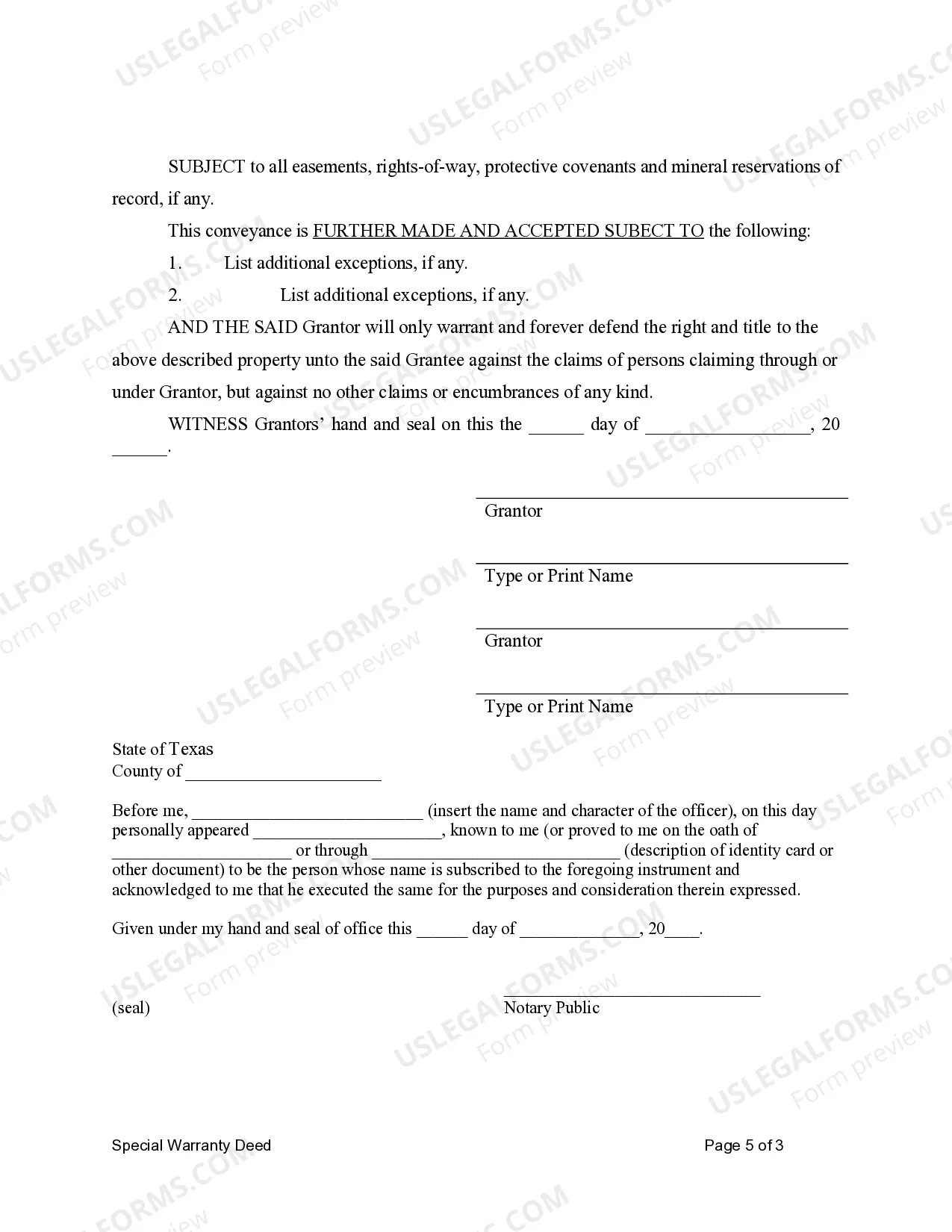 Preview Special Warranty Deed for Individuals to a City