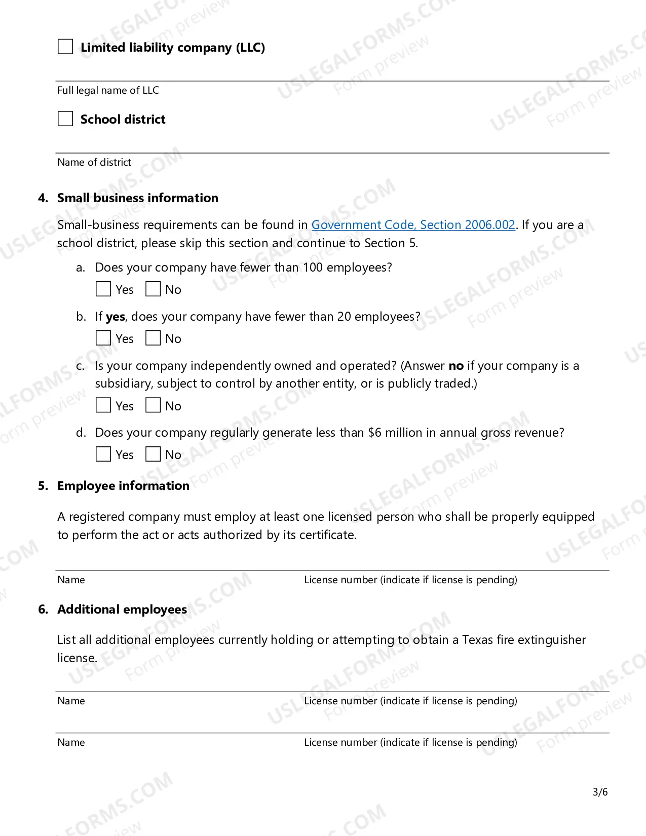 Preview Fire Extinguisher Certificate of Registration Application