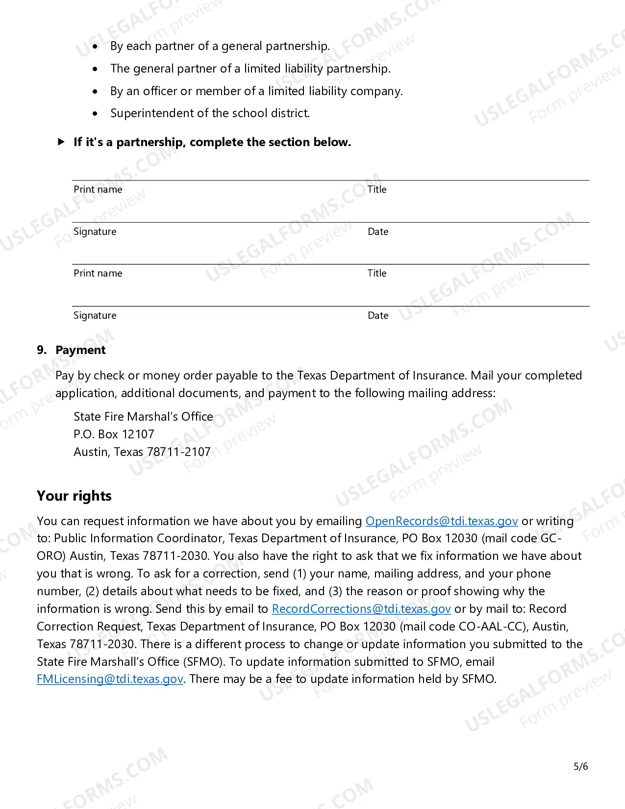 Preview Fire Extinguisher Certificate of Registration Application