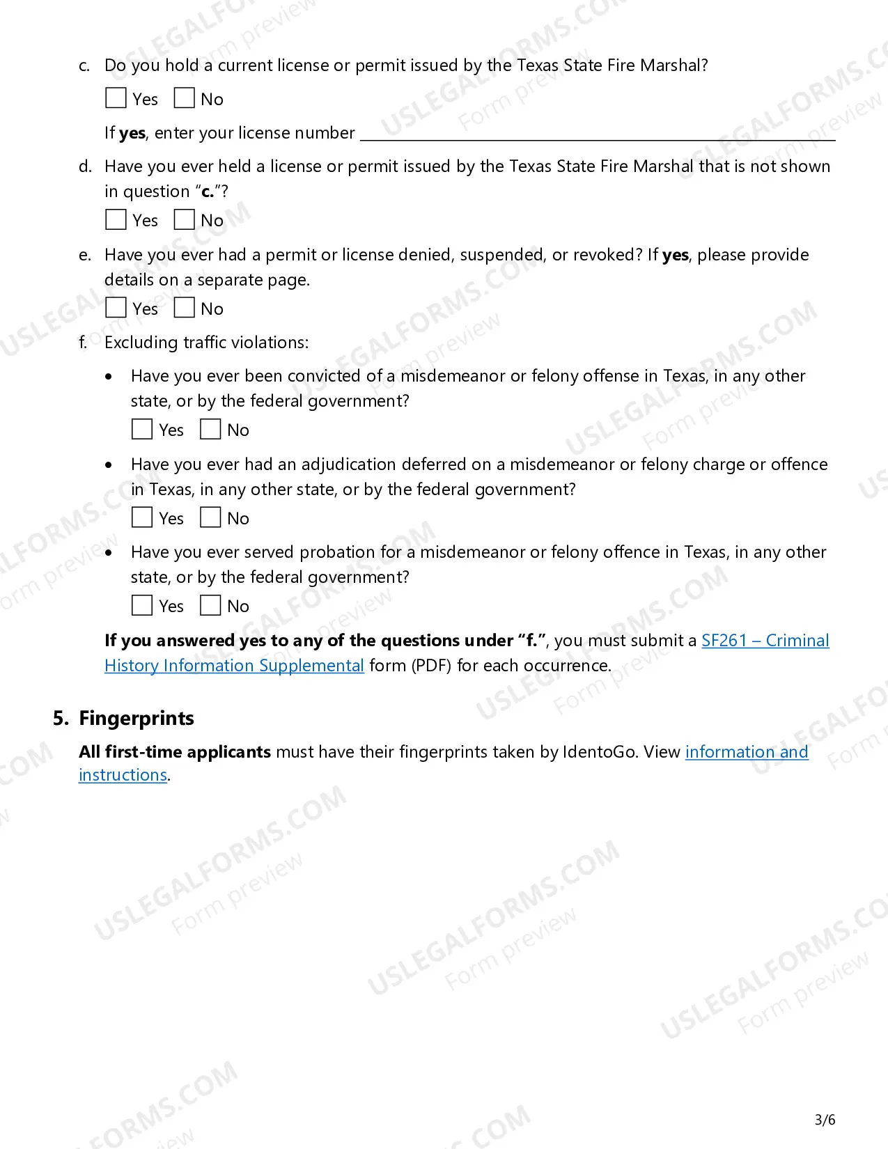Preview Fire Extinguisher License Application