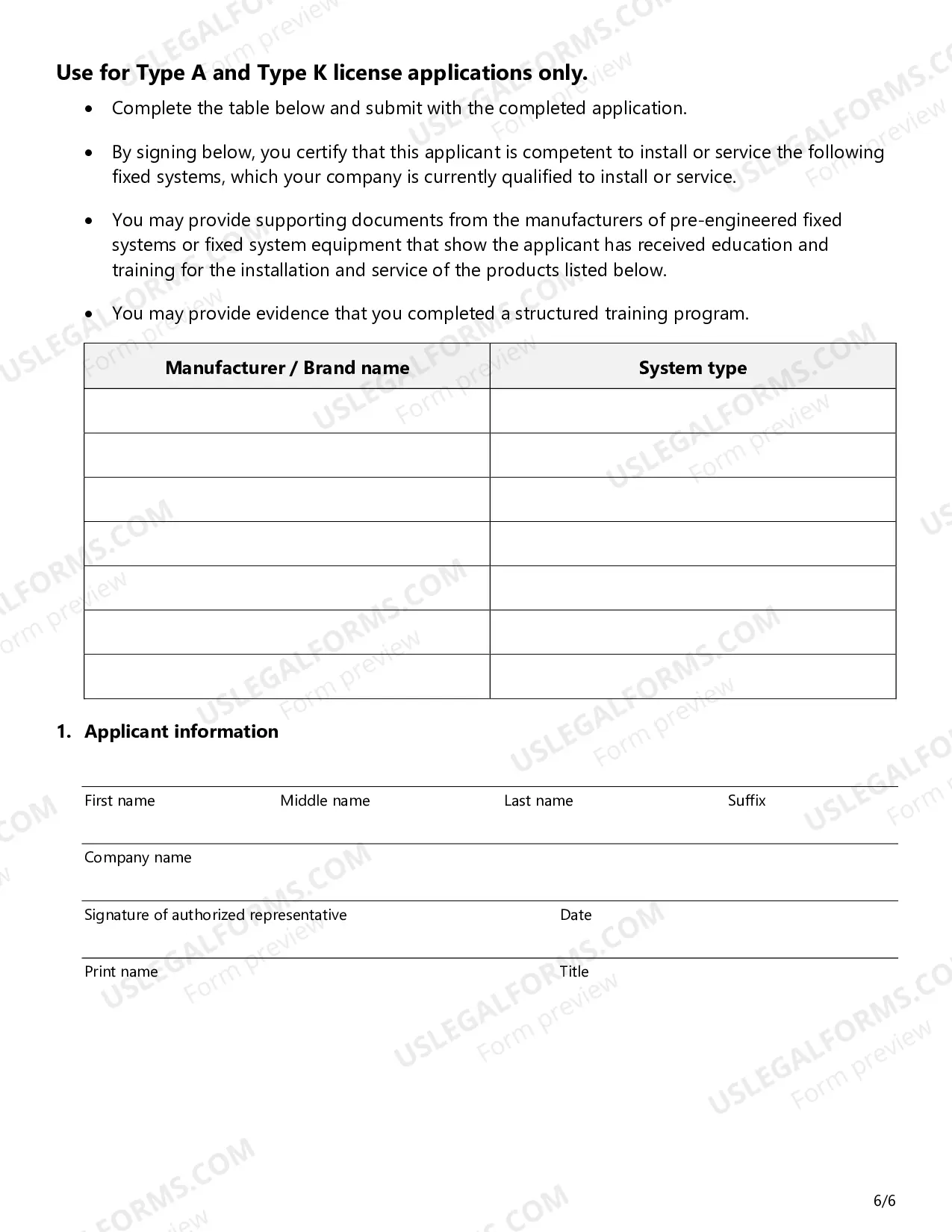 Preview Fire Extinguisher License Application