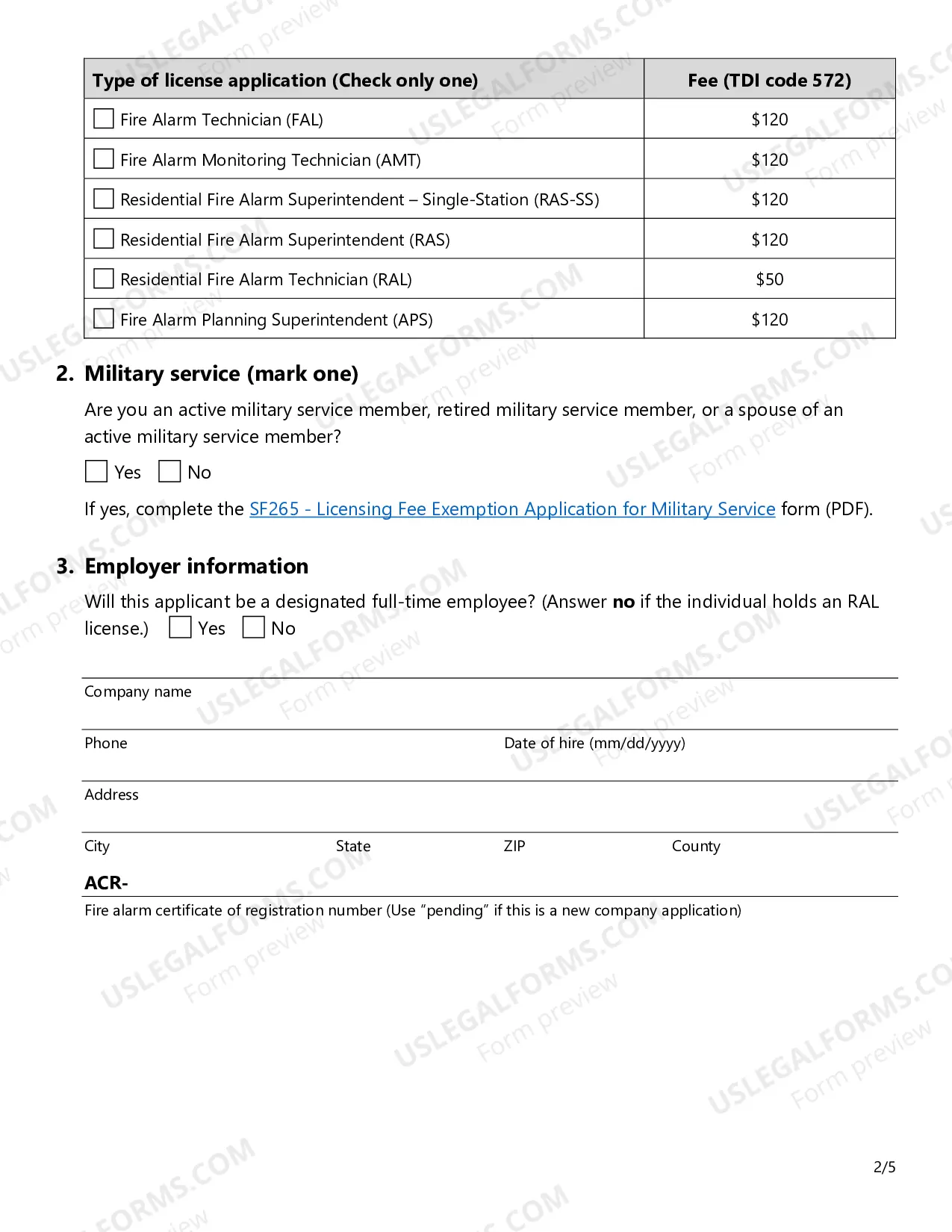 Preview Fire Alarm License Application