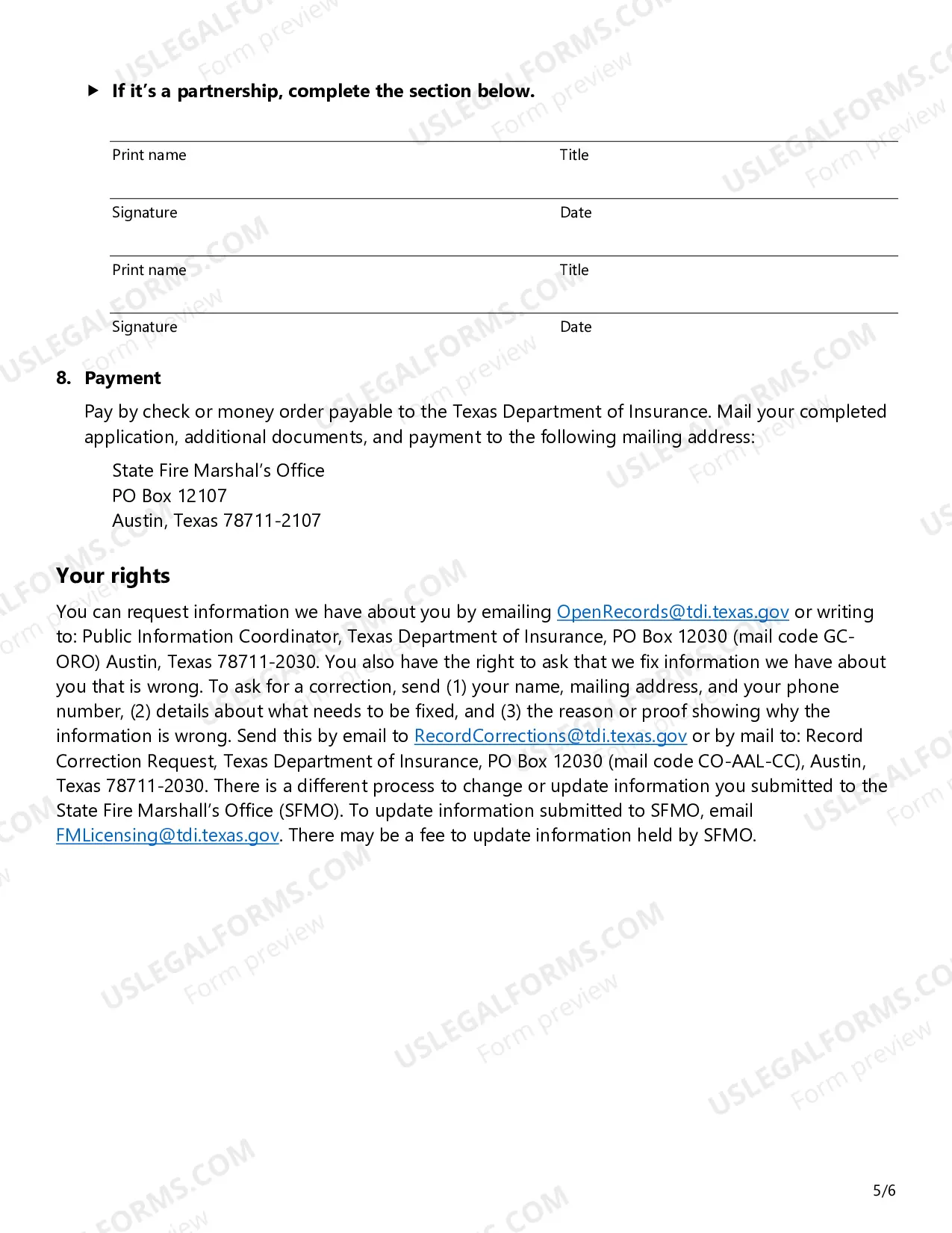 Preview Fire Sprinkler Certificate of Registration Application