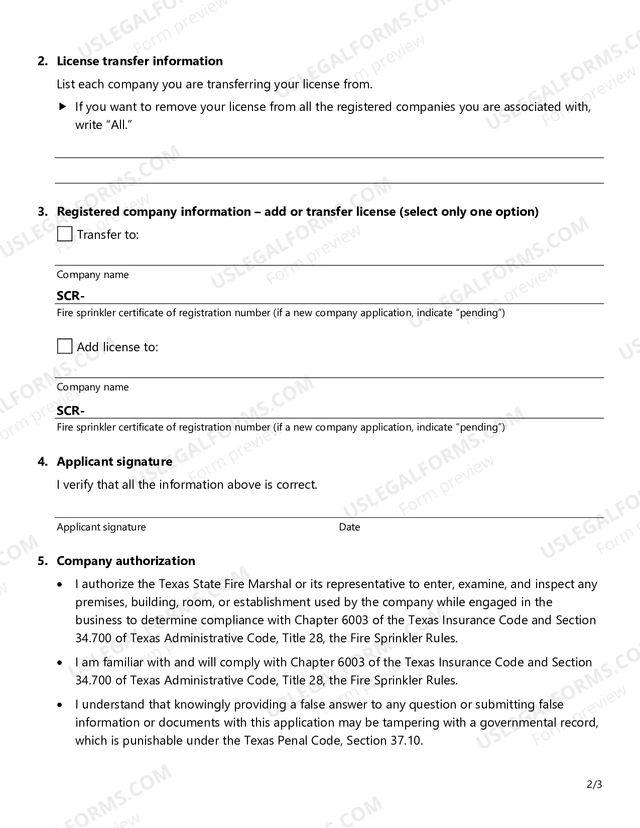 Preview Revision/Transfer Application for Individuals