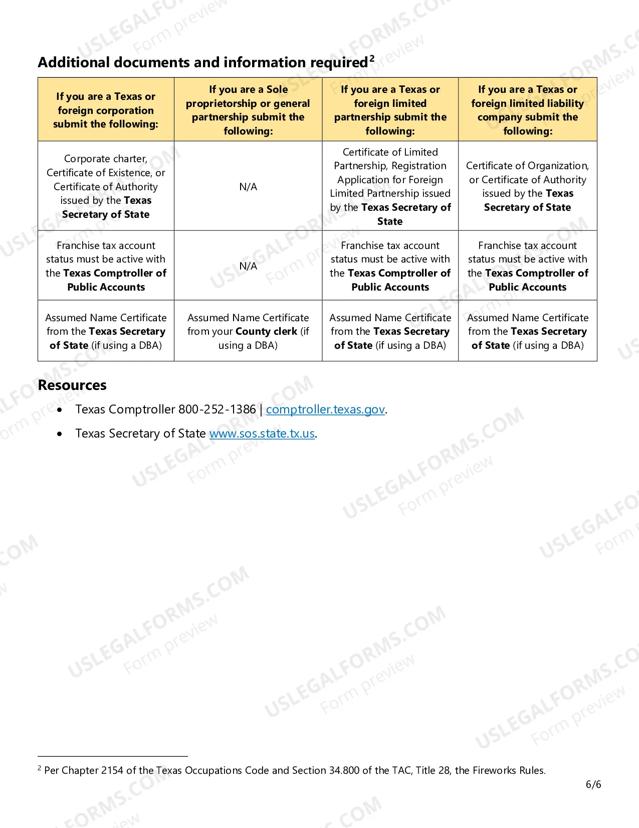 Preview Application for Fireworks License and / or Permit