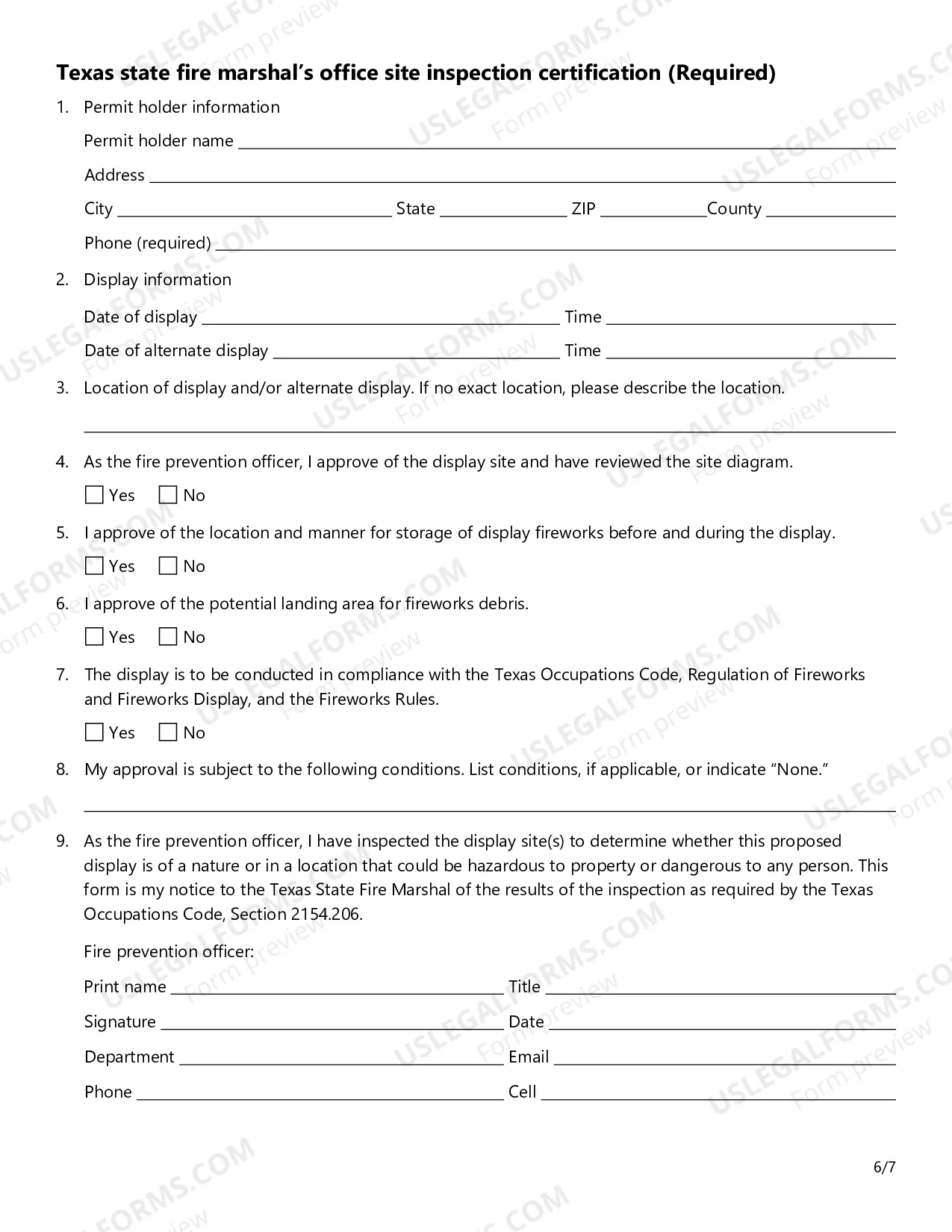 Preview Application for Class B Fireworks Singular or Multiple Display Permit