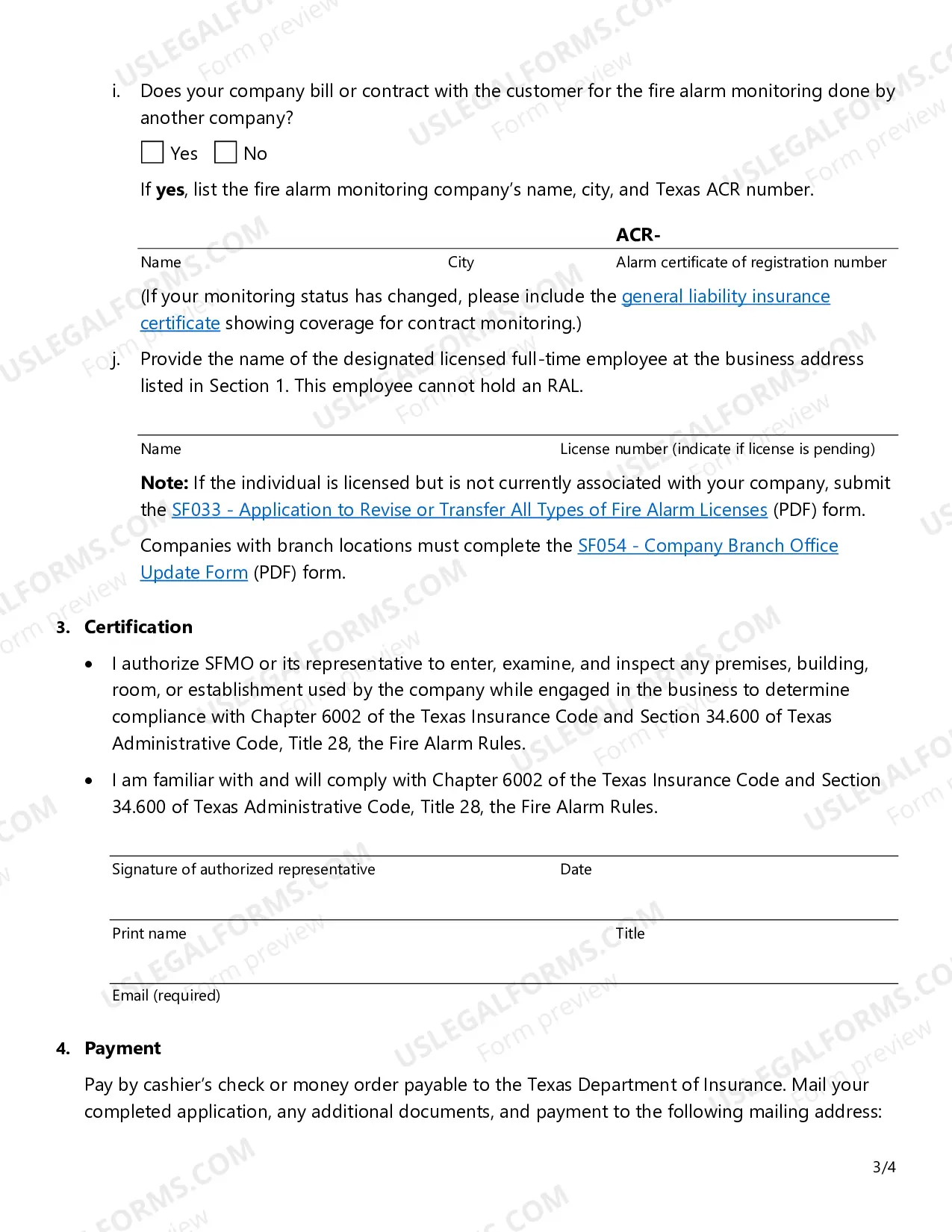 Preview Renewal Application - Fire Alarm Certificate of Registration