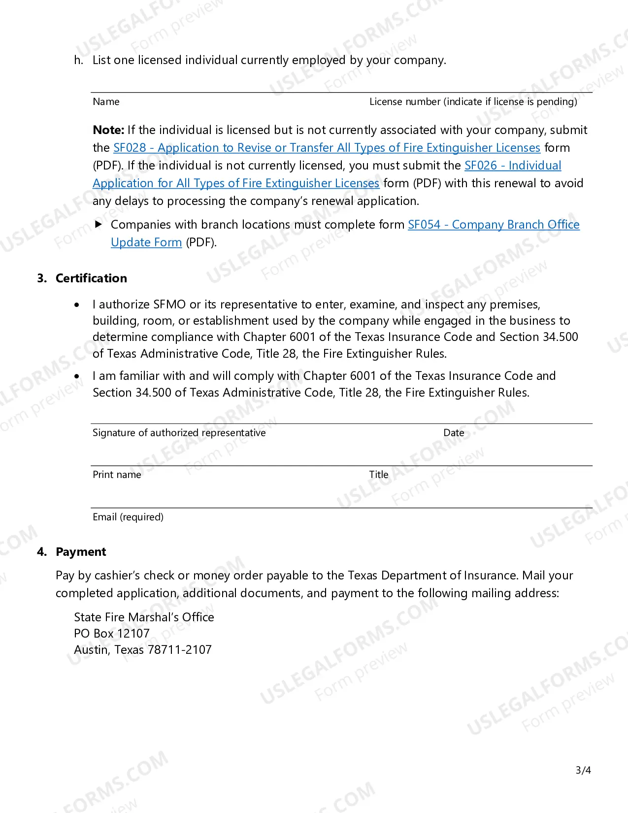 Preview Renewal Application - Fire Extinguisher Certificate of Registration