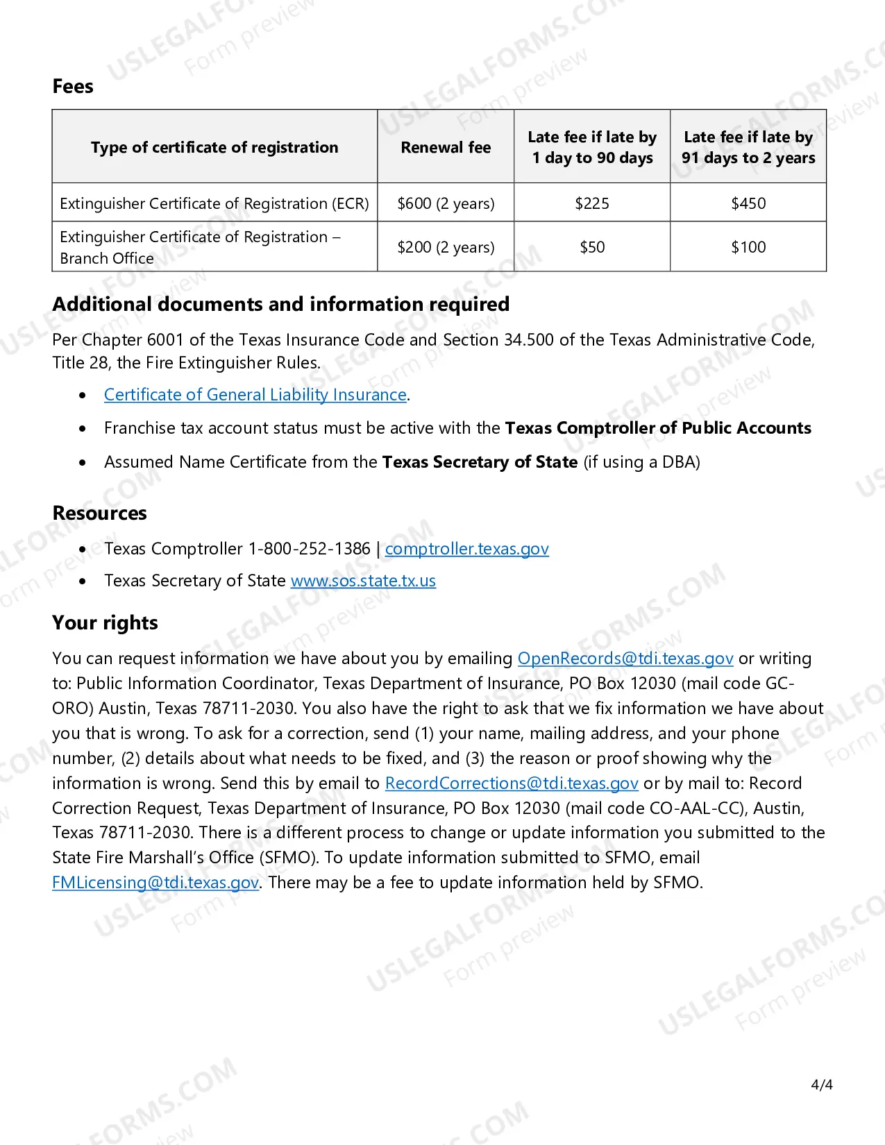 Preview Renewal Application - Fire Extinguisher Certificate of Registration