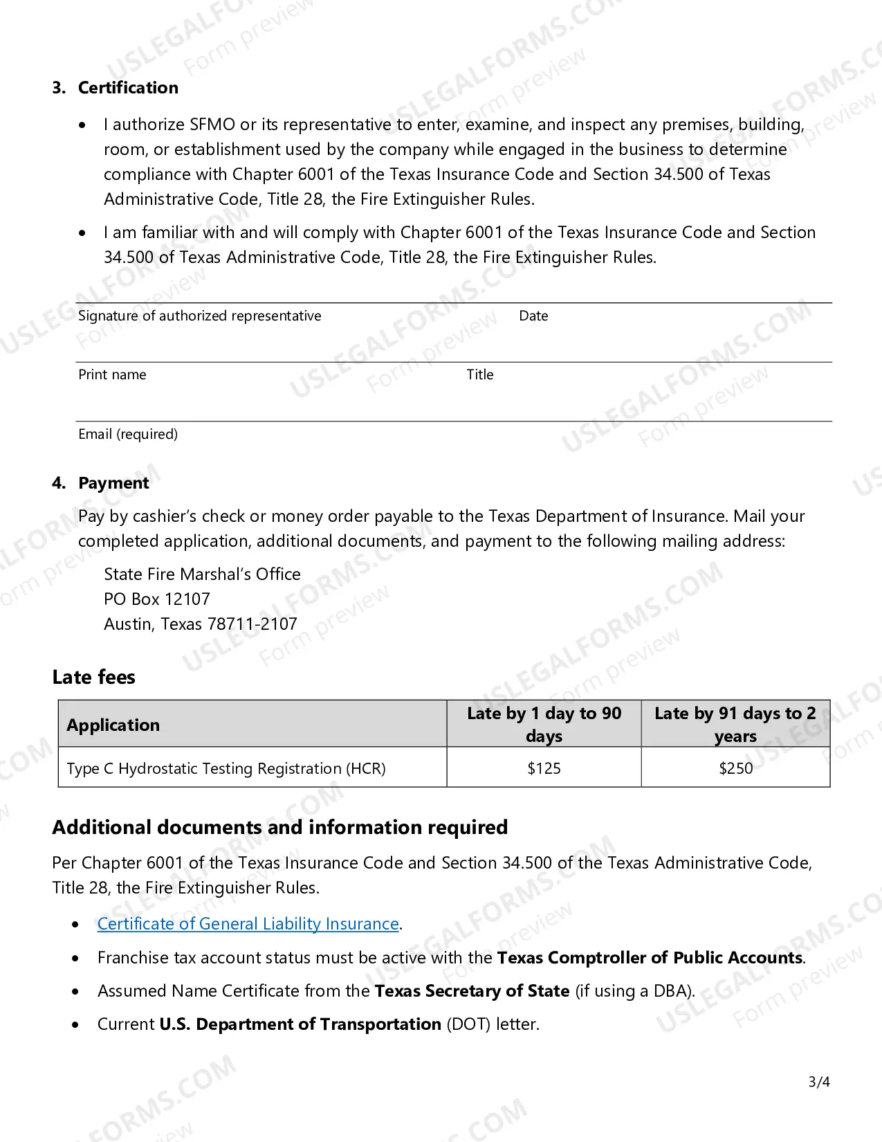 Preview Renewal Application - Hydrostatic Testing Certificate of Registration