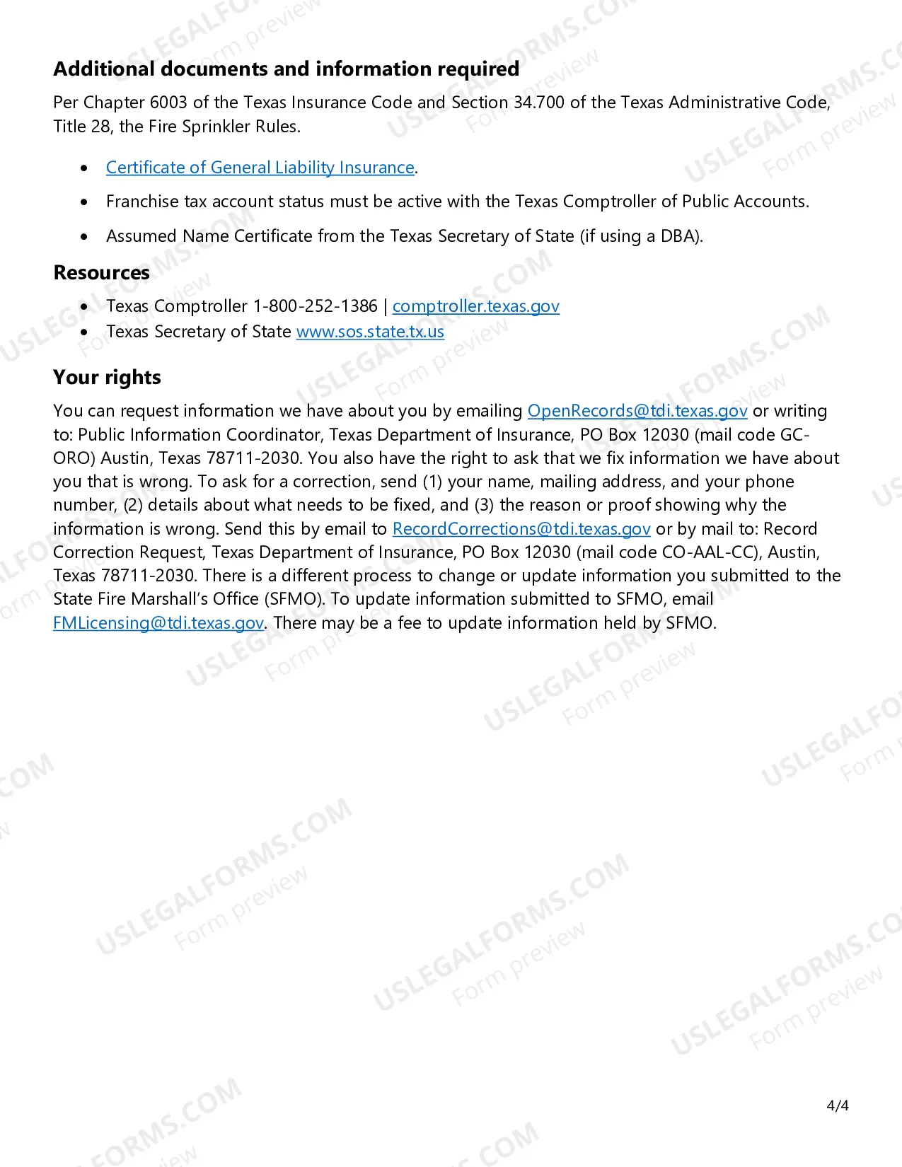 Preview Renewal Application - Fire Sprinkler Certificate of Registration