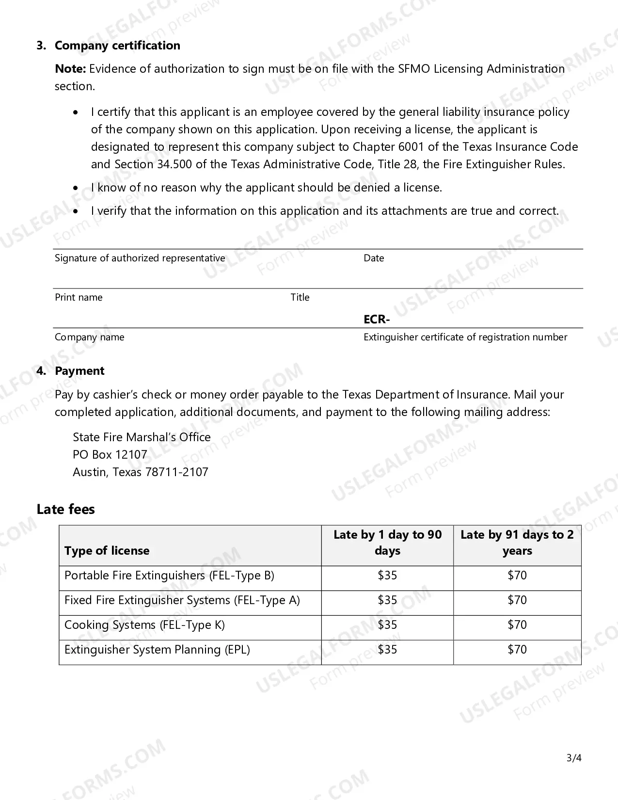 Preview Renewal Application - Fire Extinguisher License