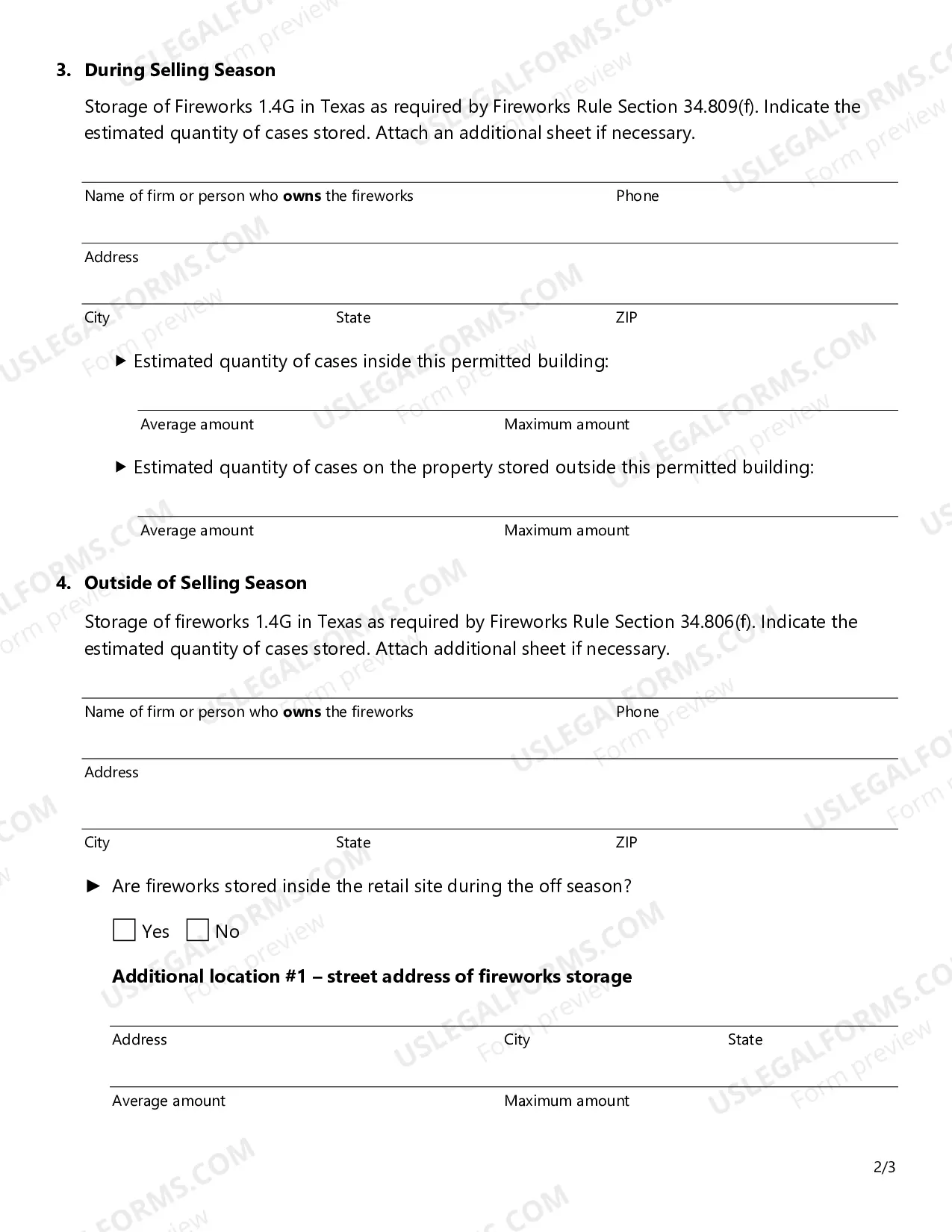 Preview Retail Fireworks Indoor Site Information Form