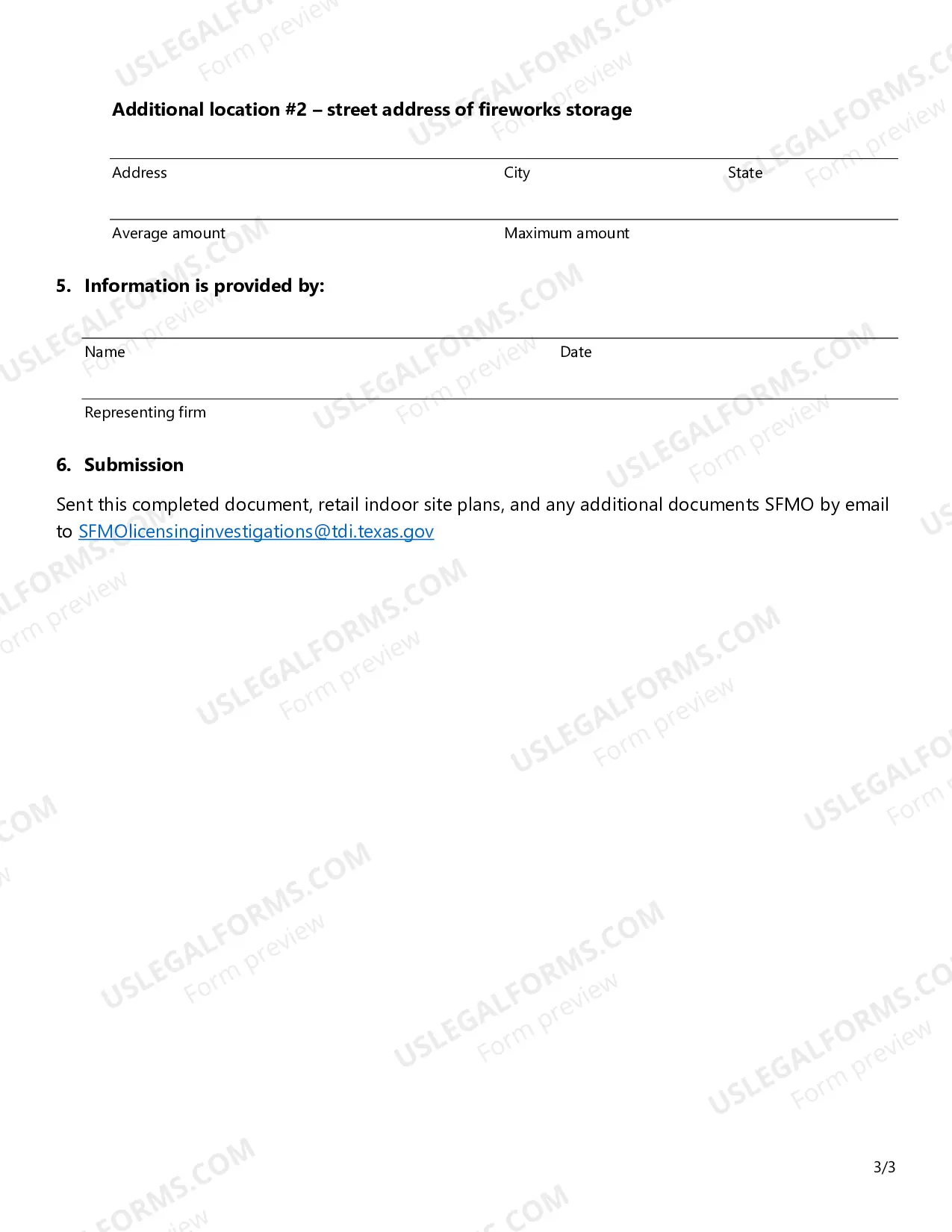 Preview Retail Fireworks Indoor Site Information Form