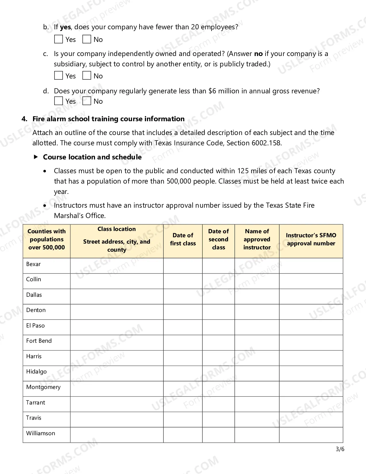 Preview Training School Approval Application
