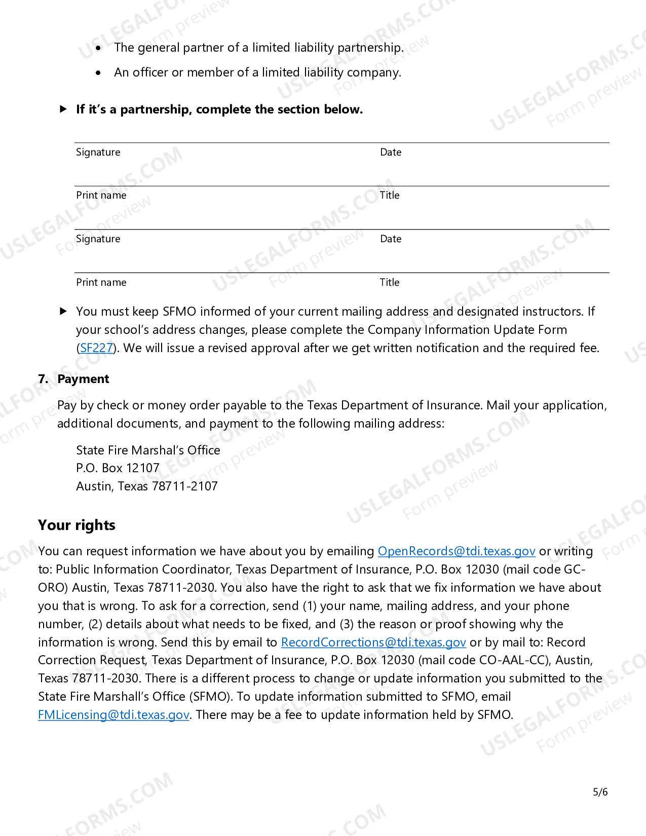 Preview Training School Approval Application