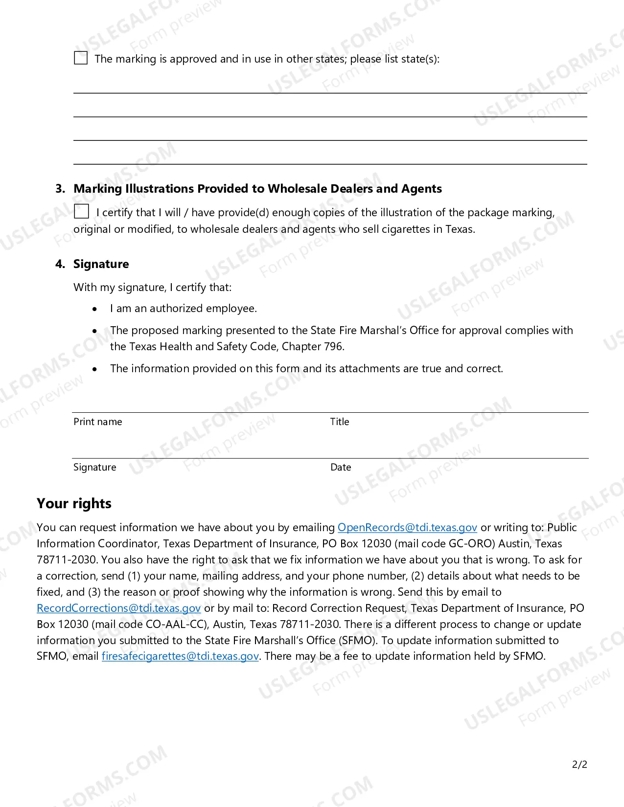 Preview Fire Standard Compliant Cigarette Manufacturer Form