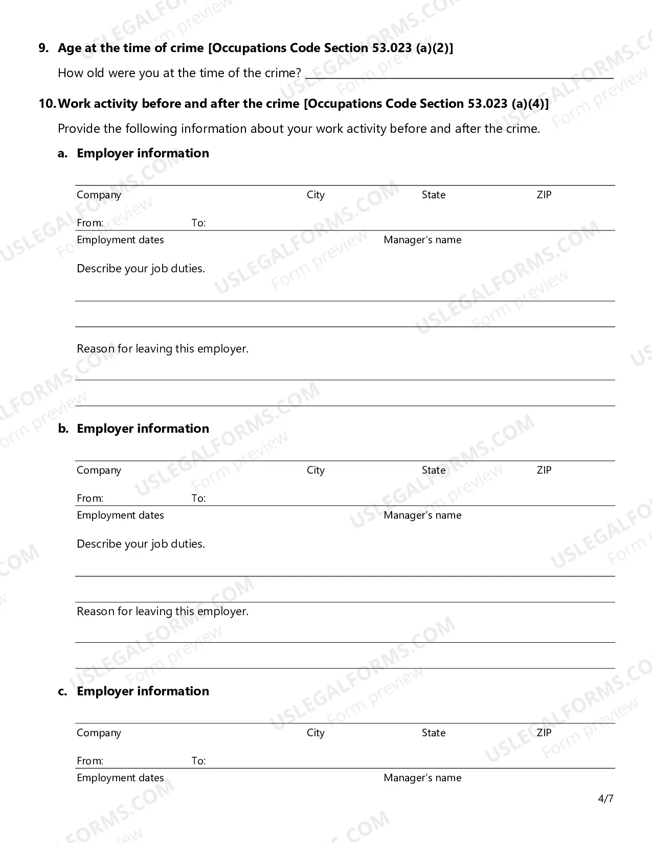 Preview Supplemental Criminal History Information
