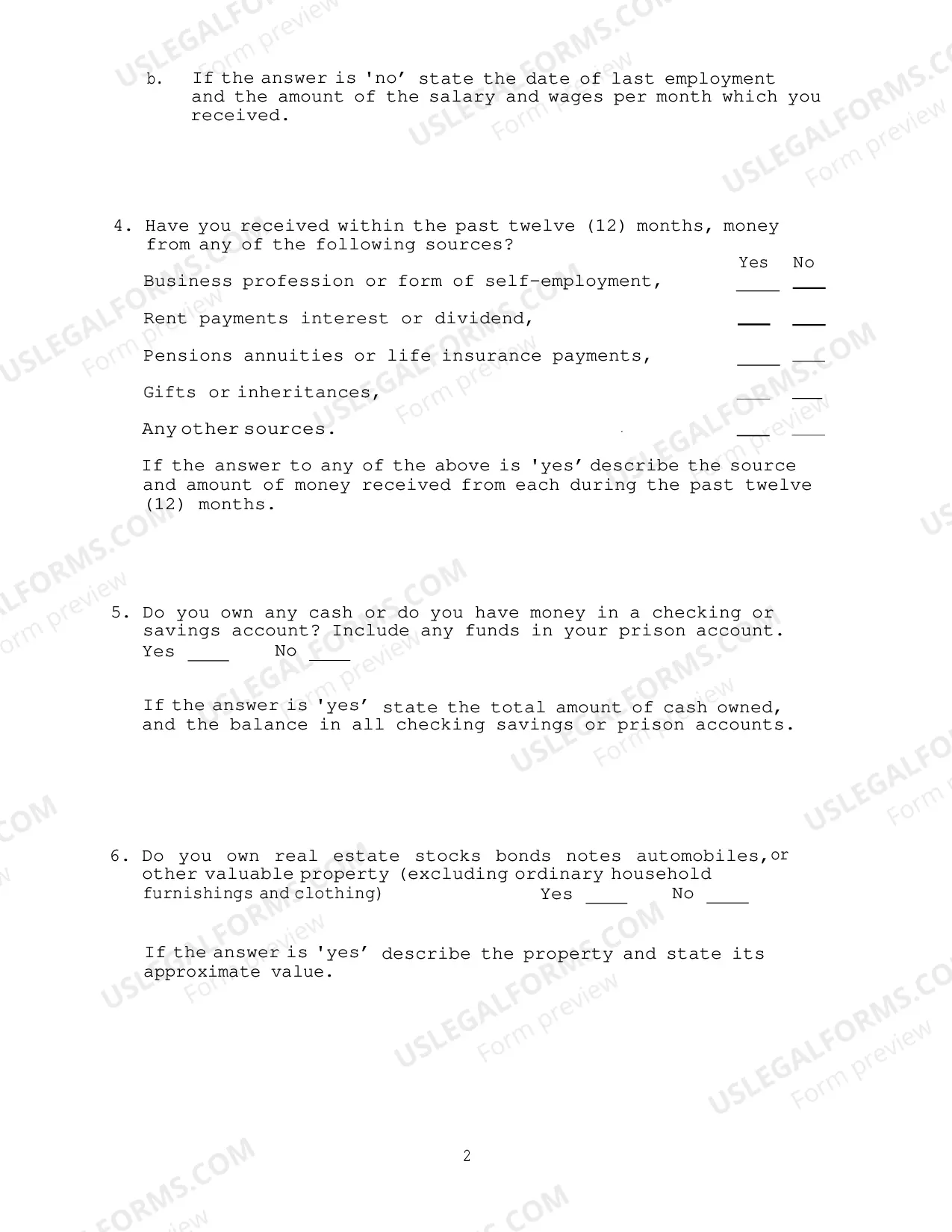 Preview Motion To Proceed In Forma Pauperis and Financial Affidavit (Non Prisoner Cases)
