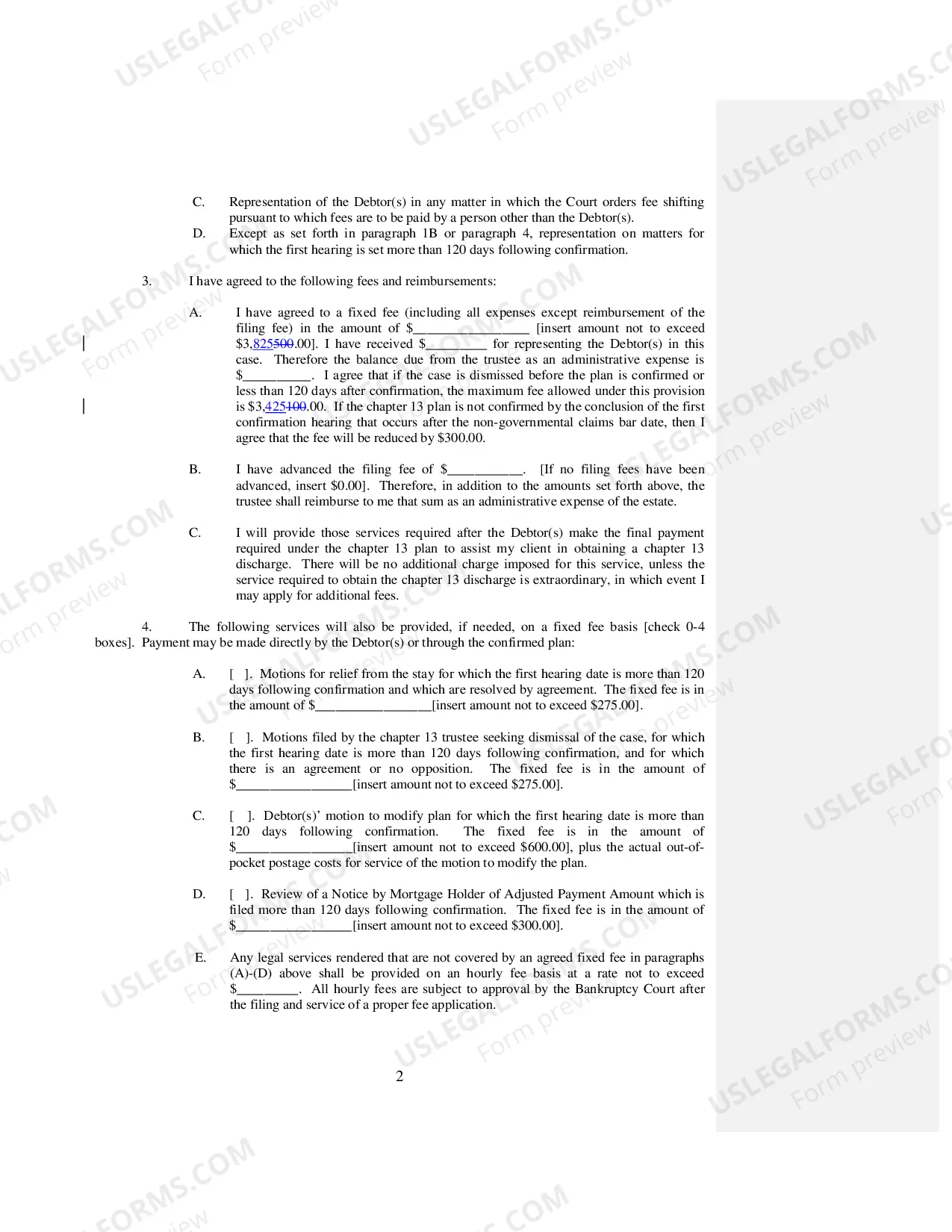 Preview Bankruptcy Rule 2016(b) Disclosure And Application For Approval of Fixed Fee Agreement