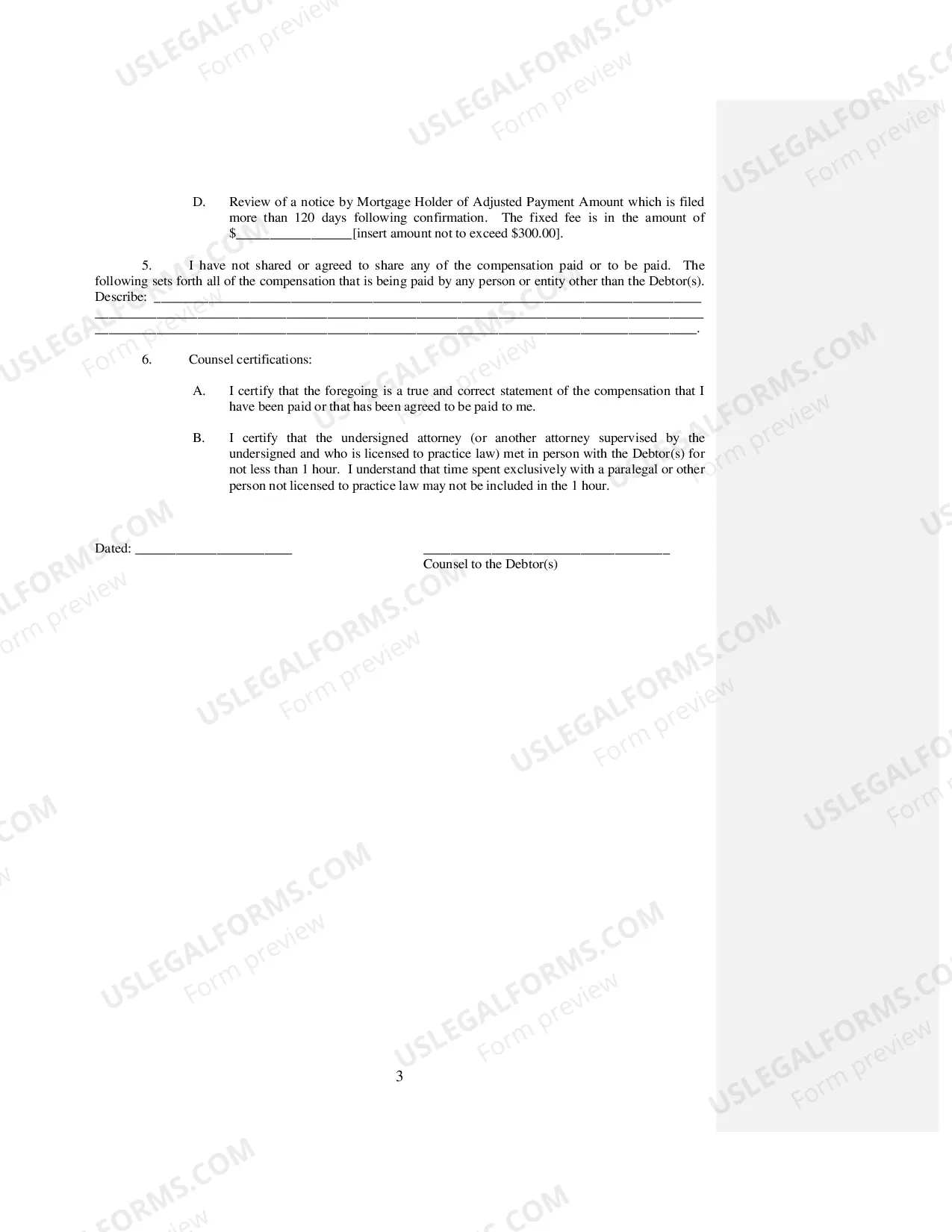 Preview Bankruptcy Rule 2016(b) Disclosure And Application For Approval of Fixed Fee Agreement (Non-Standard Case)