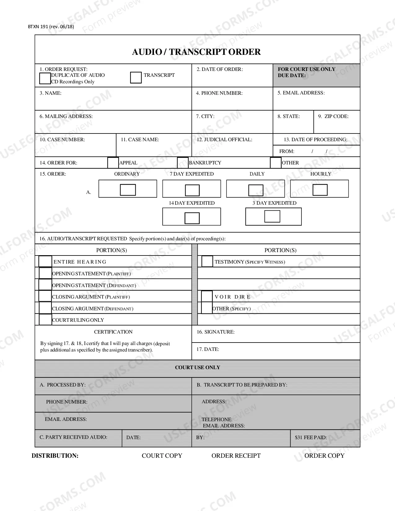 Preview Audio Or Transcript Order