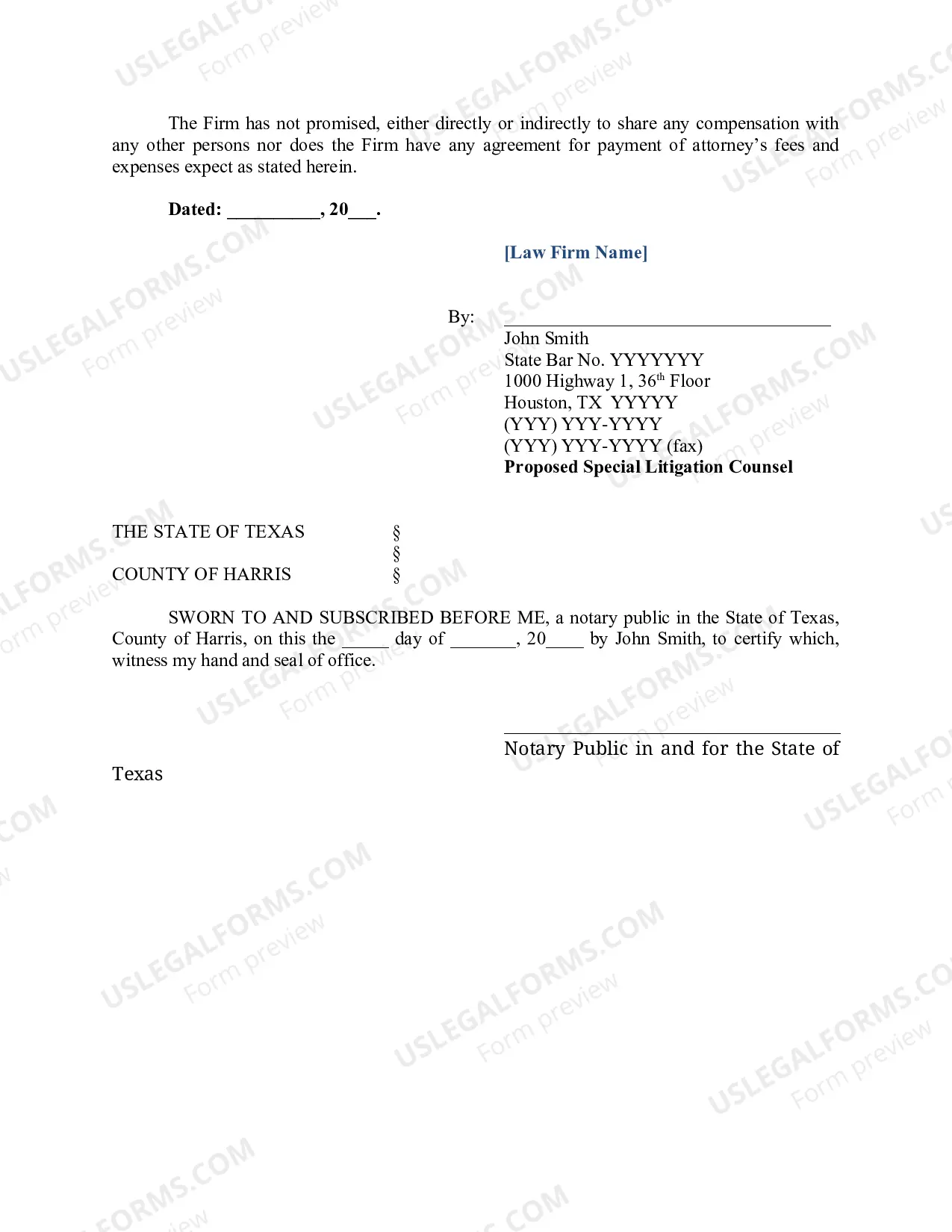 Preview Application To Employ As Special Litigation Counsel