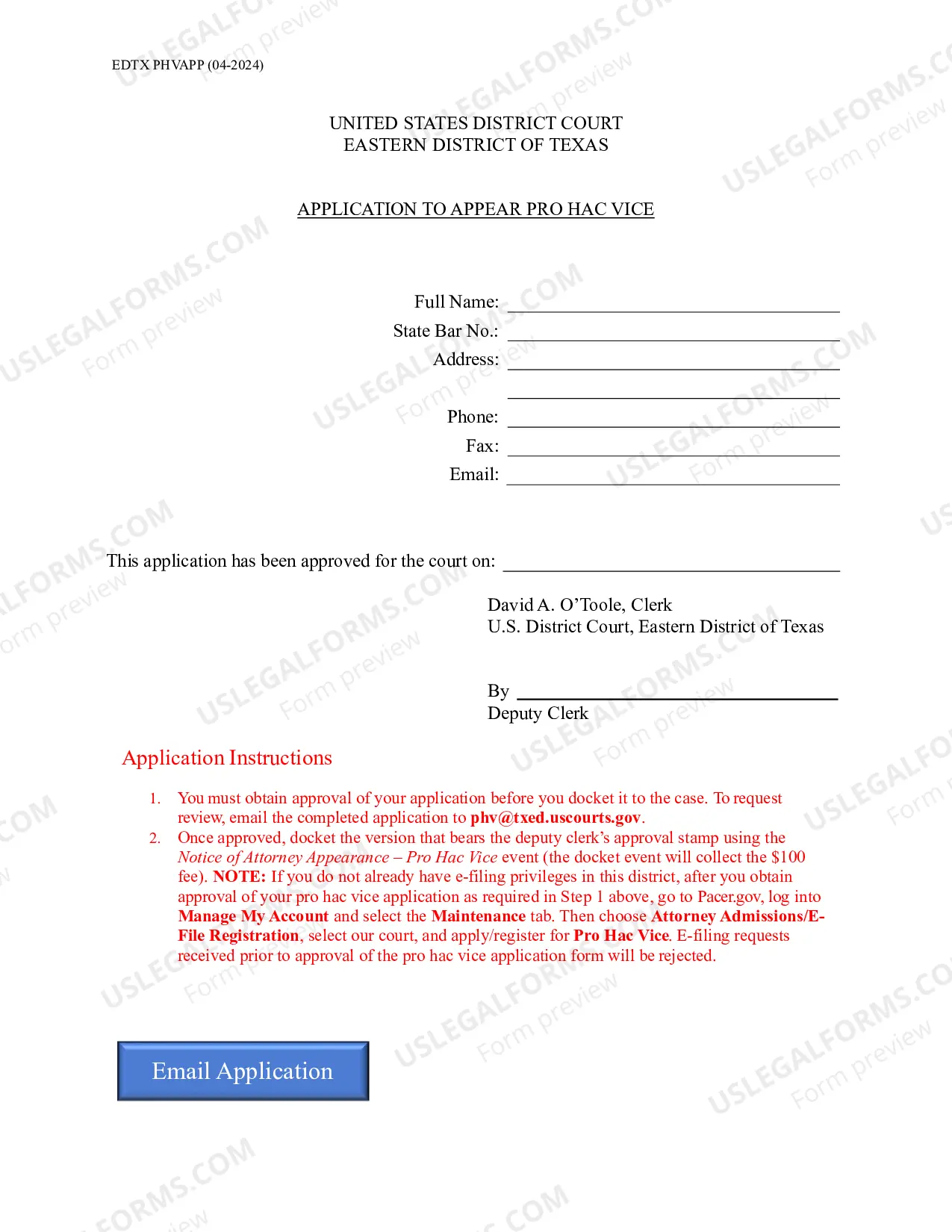 Preview Application To Appear Pro Hac Vice