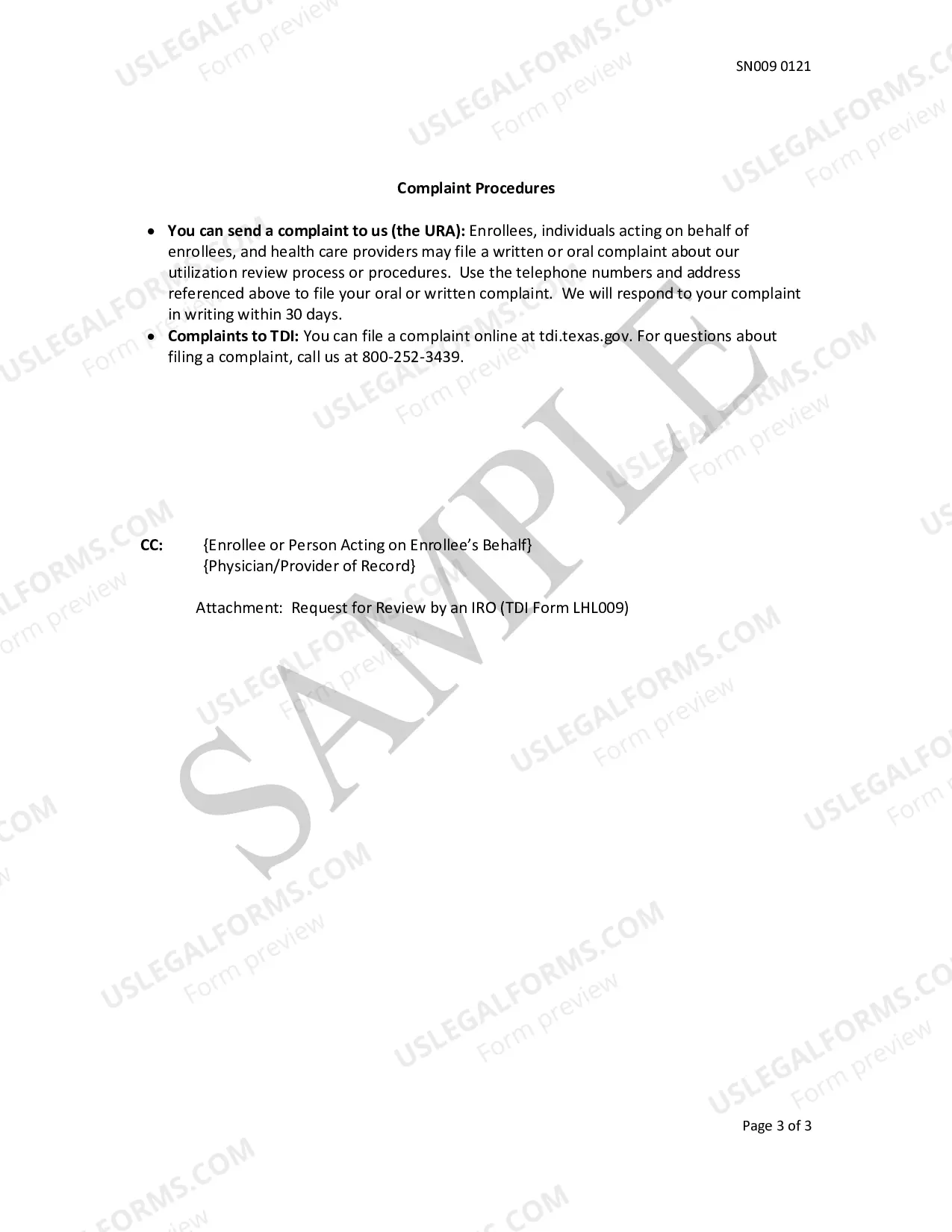 Preview Sample URA Adverse Determination Notice, Health