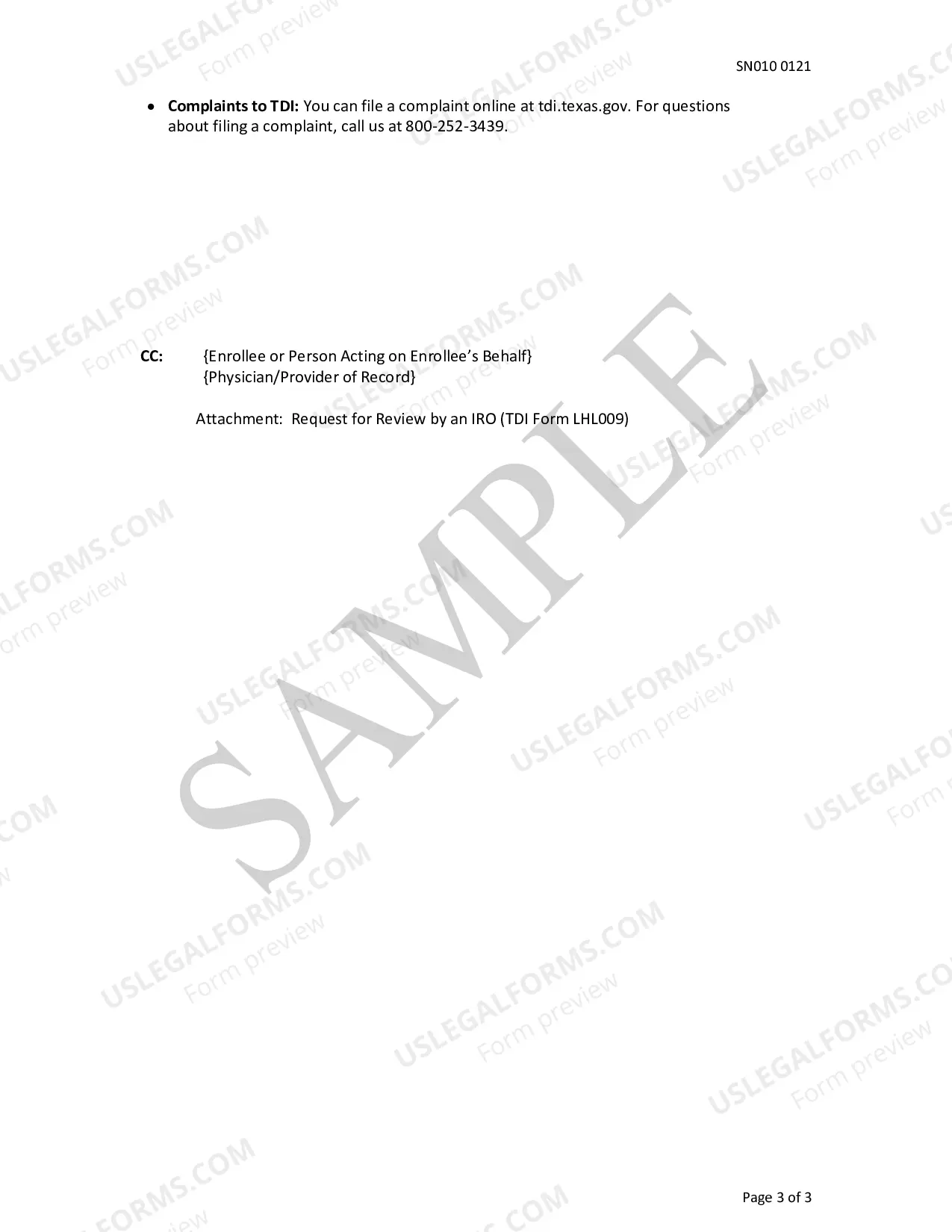 Preview Sample URA Adverse Determination Notice, Specialty Health